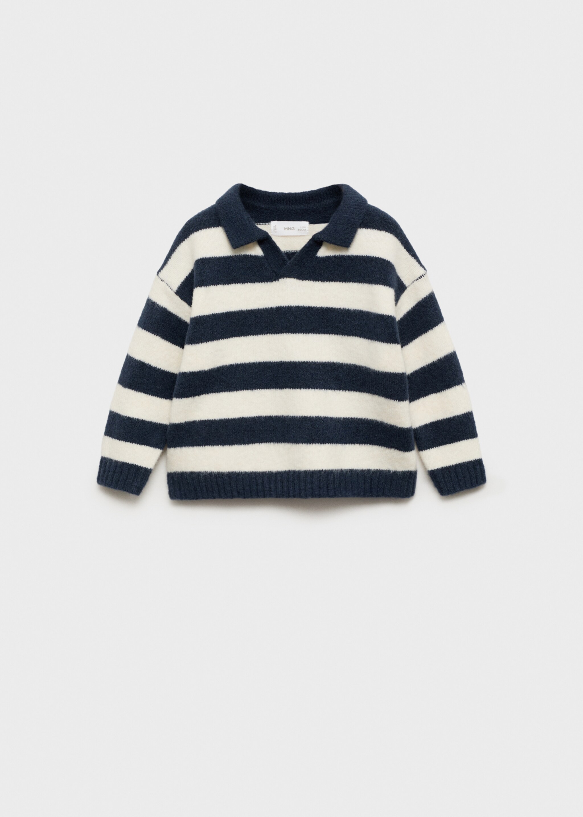 Striped polo-neck sweater - Article without model, Dark Navy. Ref: 77067680-00.