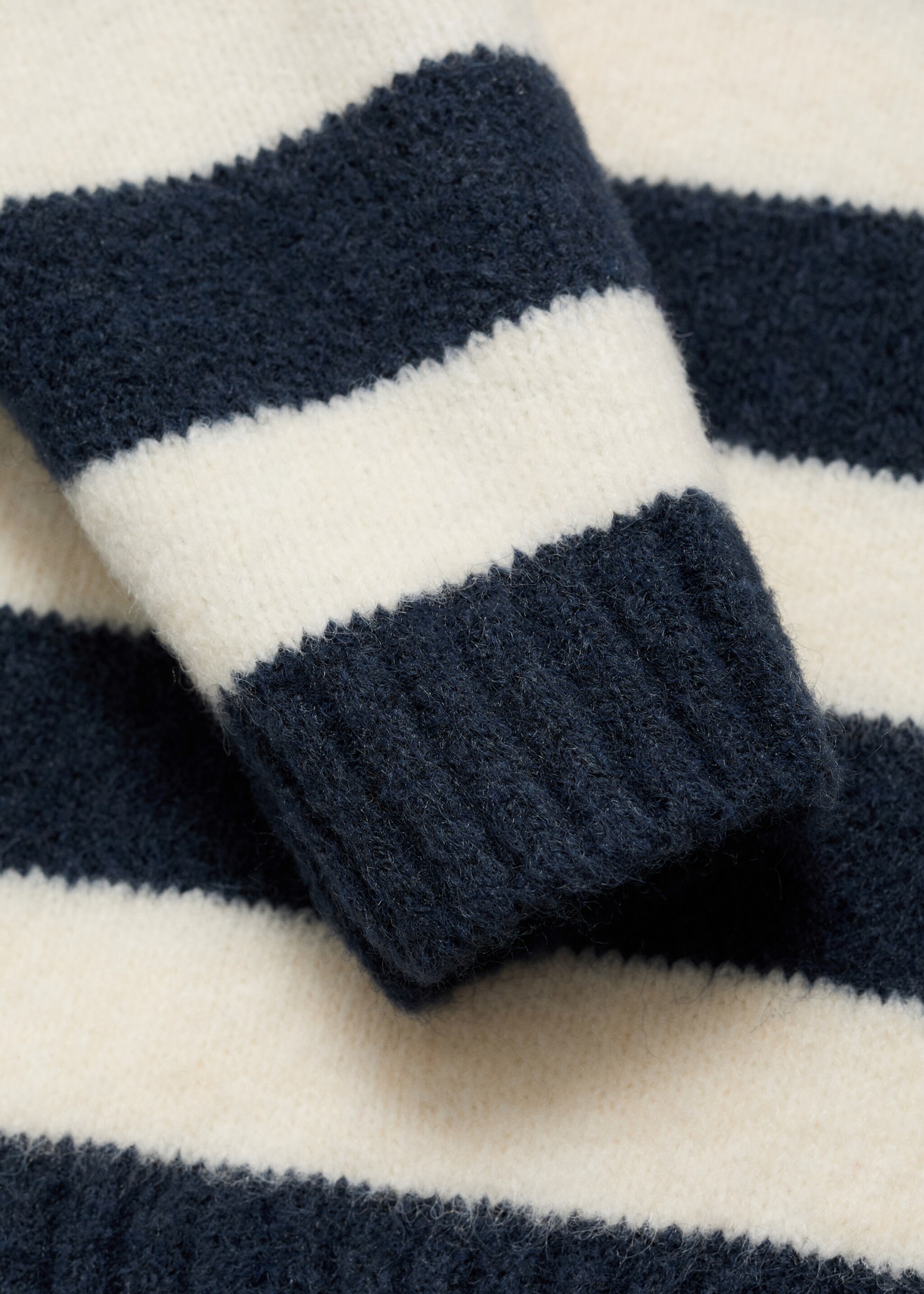 Striped polo-neck sweater - Details of the article 0, Dark Navy. Ref: 77067680-00.