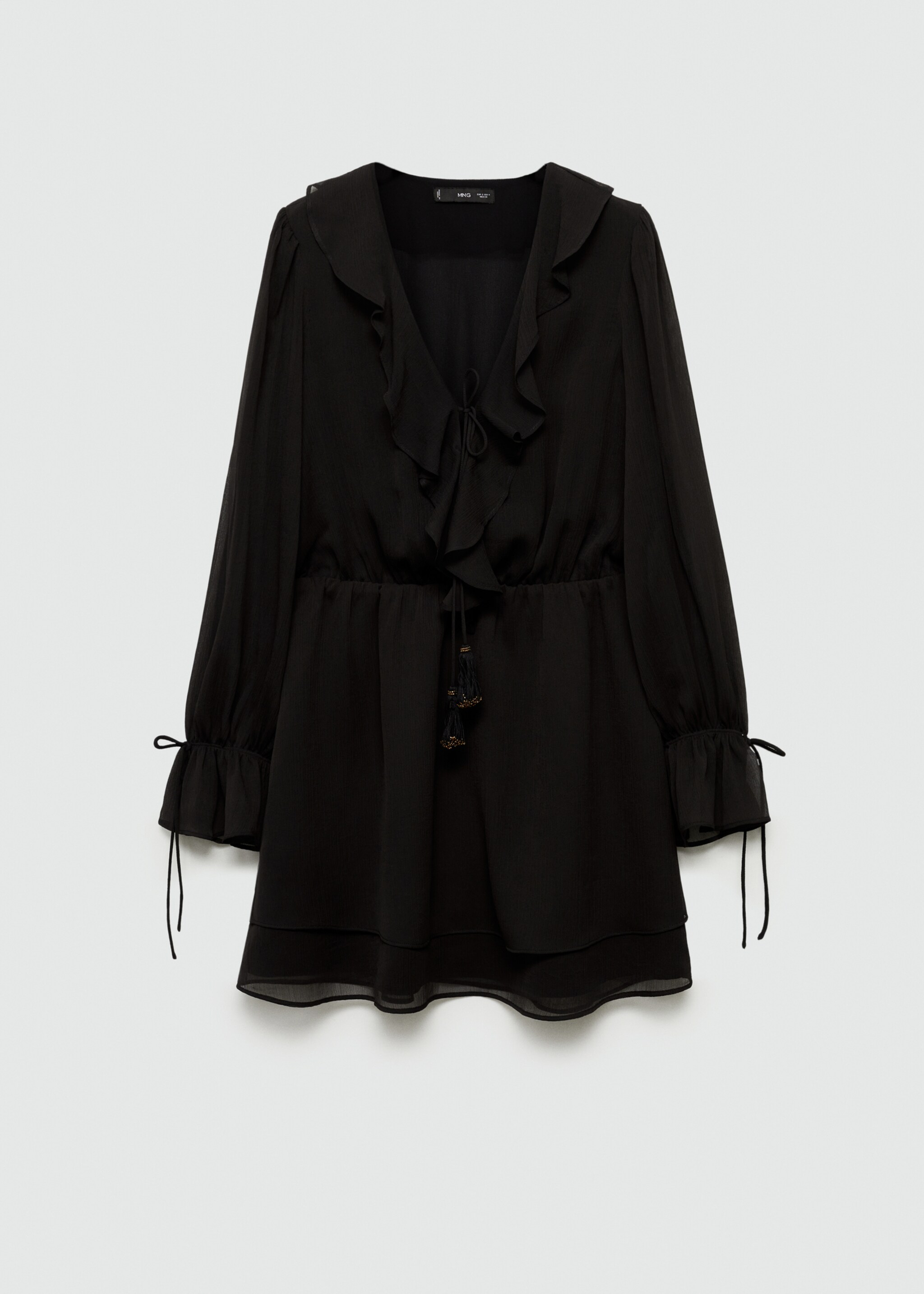 Short ruffled dress - Article without model, Black. Ref: 77067685-00.