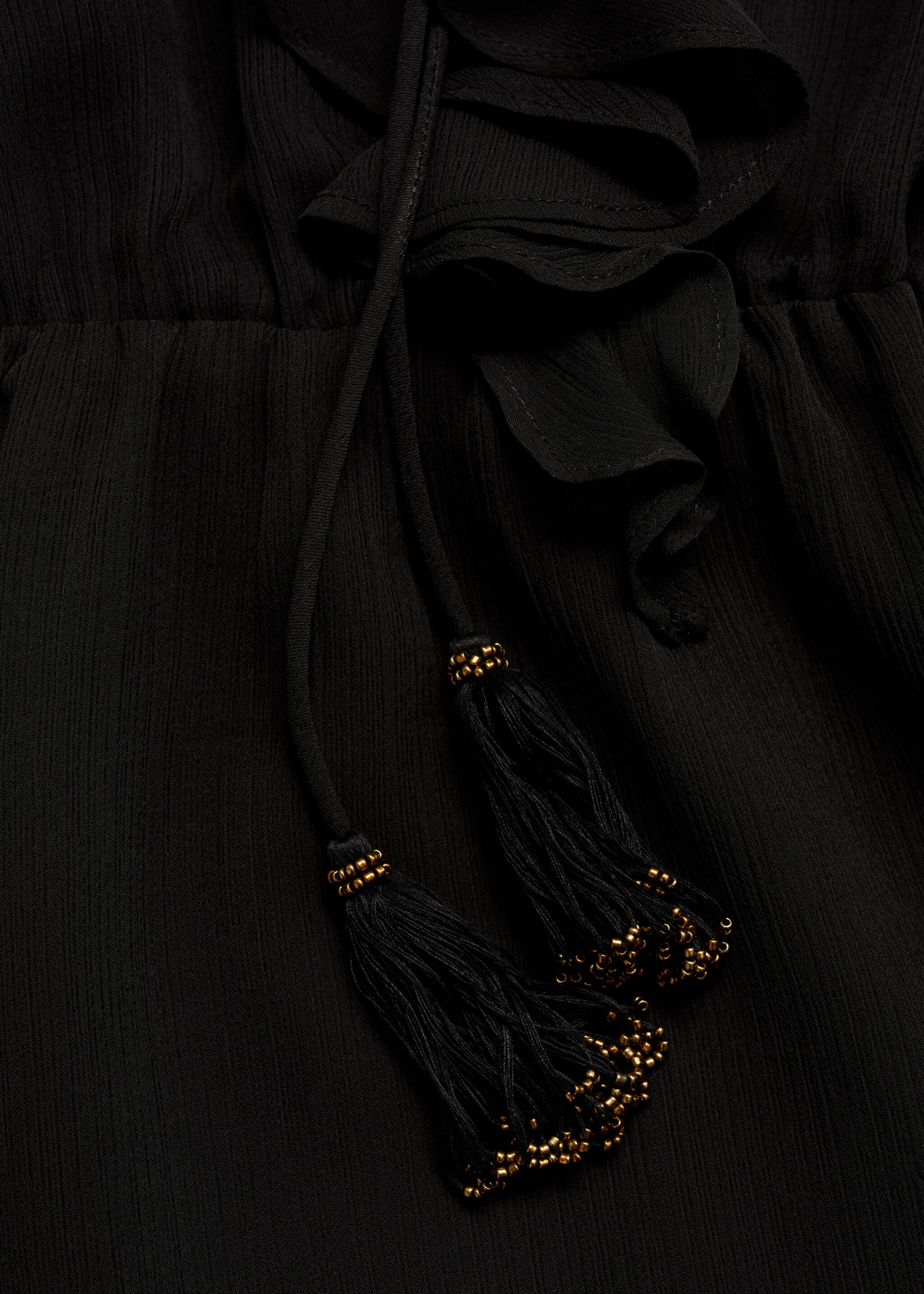 Short ruffled dress - Details of the article 0, Black. Ref: 77067685-00.