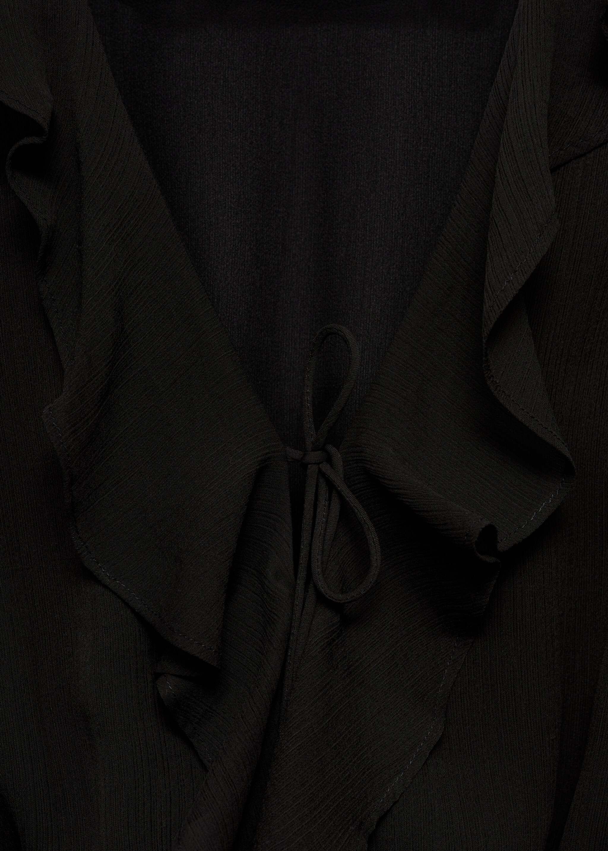 Short ruffled dress - Details of the article 8, Black. Ref: 77067685-00.