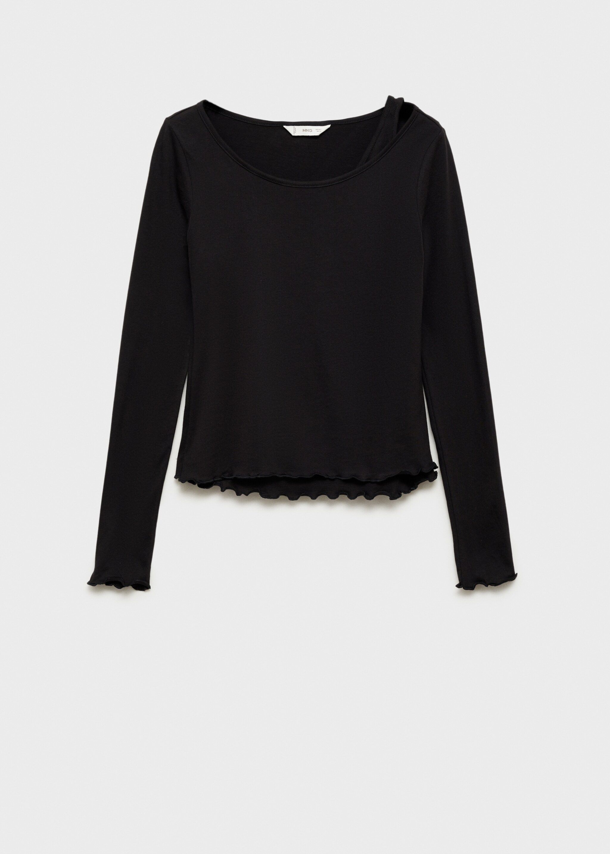 Long-sleeved t-shirt with strap - Article without model, Black. Ref: 77067687-00.