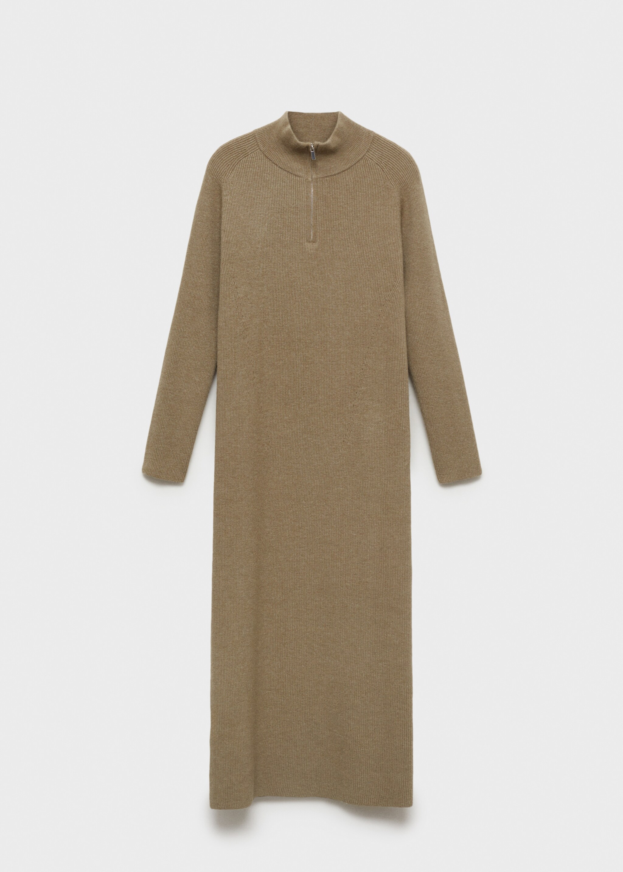 Zip Knitted dress - Article without model, Khaki. Ref: 77067698-00.