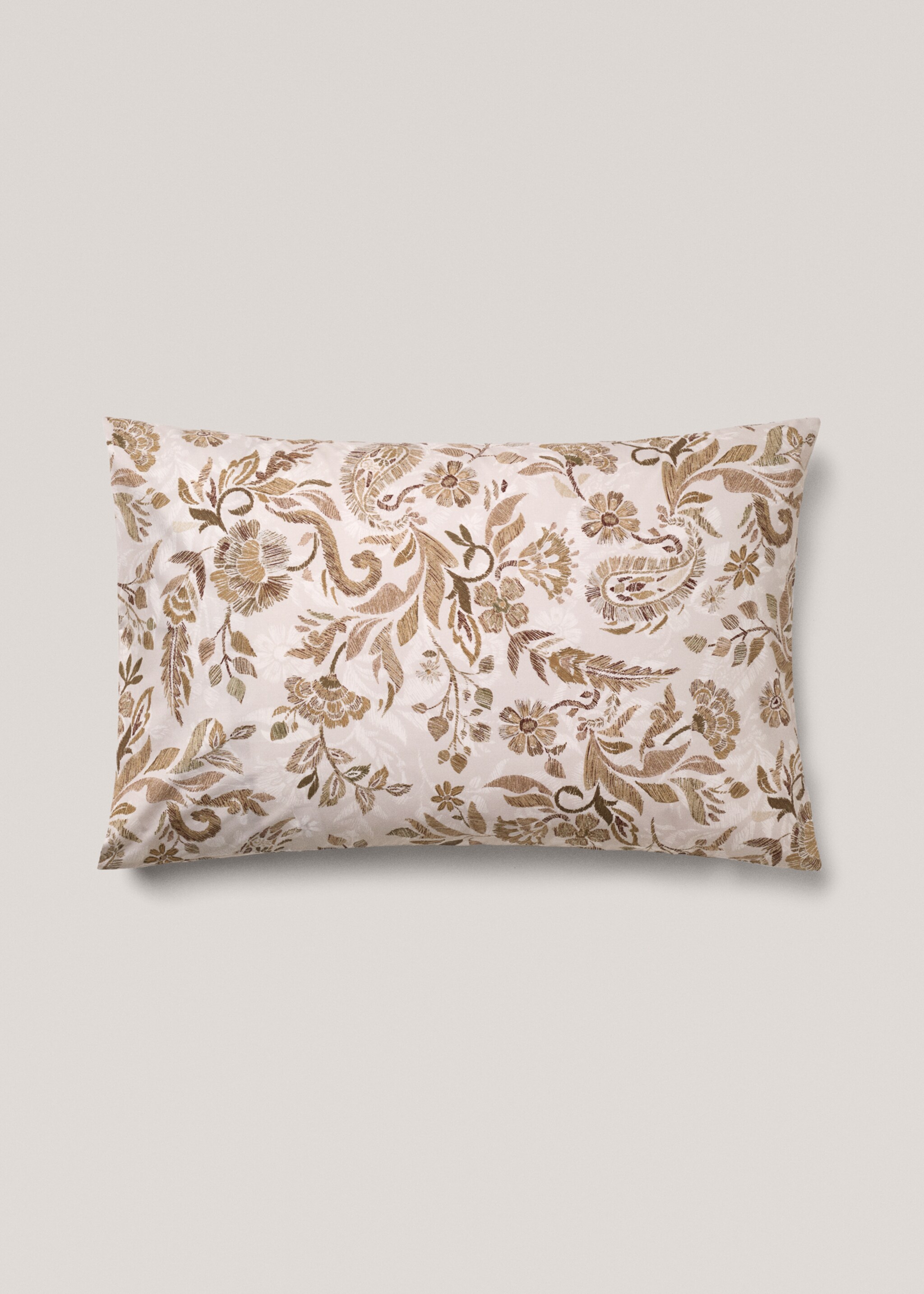 Örngott percalebomull blommigt mönster 50x75 cm - Artikel utan modell, Beige. Ref: 77067702-00.