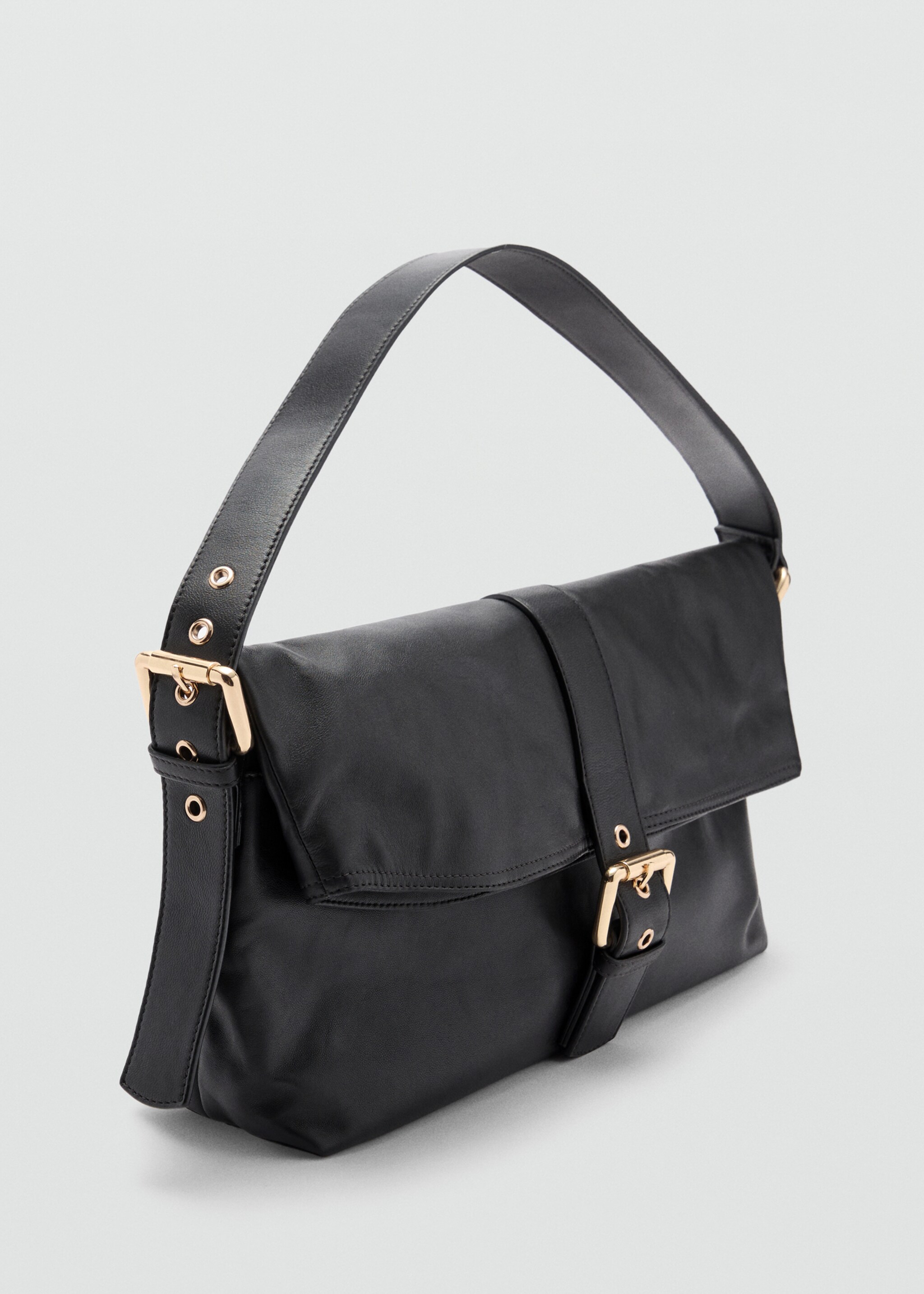 Bolso piel hebilla - Plano medio, Negro. Ref: 77067712-00.
