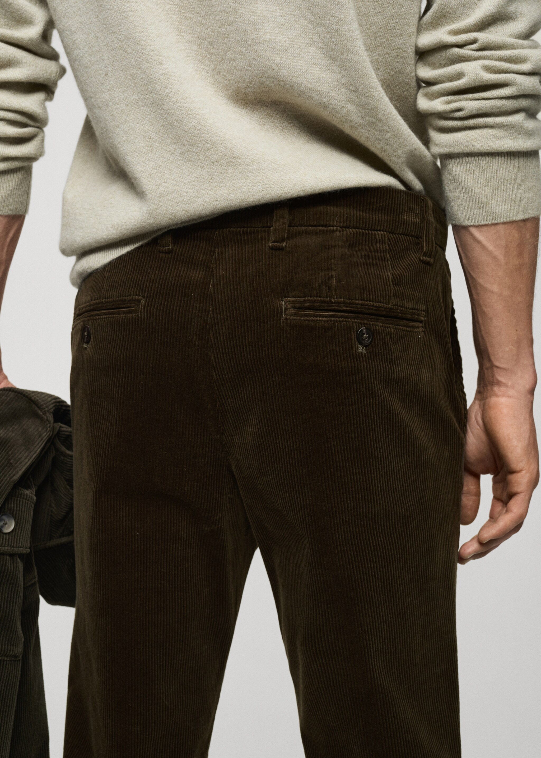 Slim Fit-Cordhose - Detail des Artikels 6, Khaki. Ref: 77067913-00.