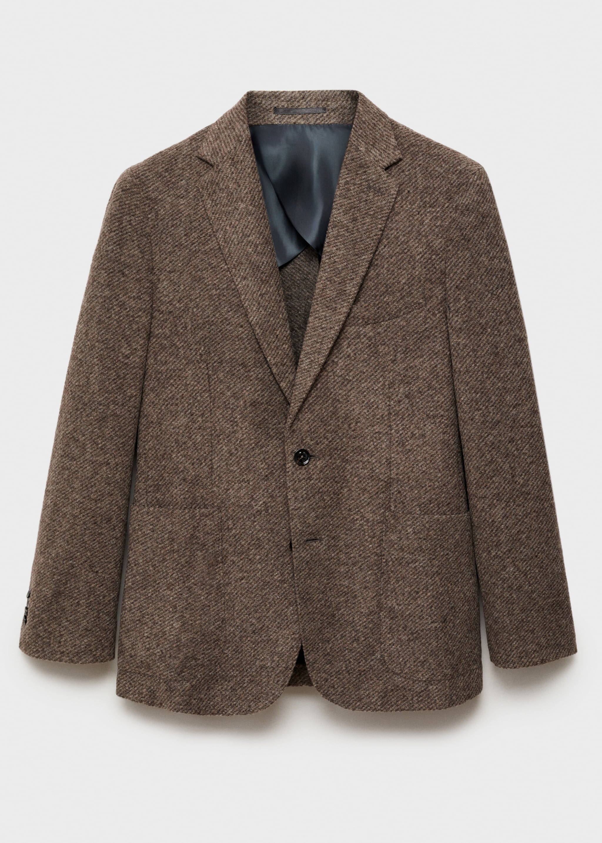 Sacou din flanelă de lână italiană - Articol fără model, Maro. Ref: 77067916-00.