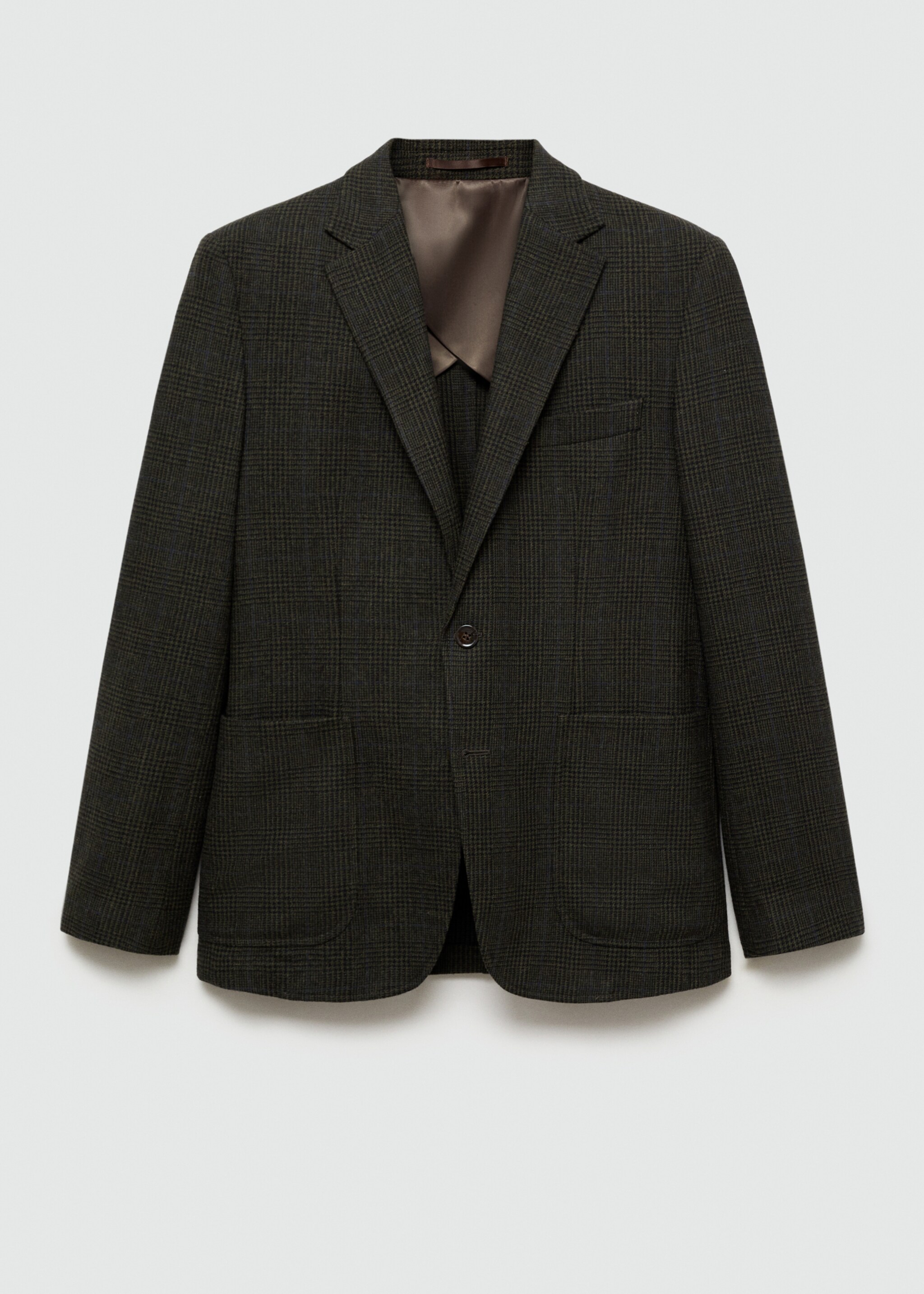 Wool-blend slim-fit suit jacket - Article without model, Khaki. Ref: 77067917-00.