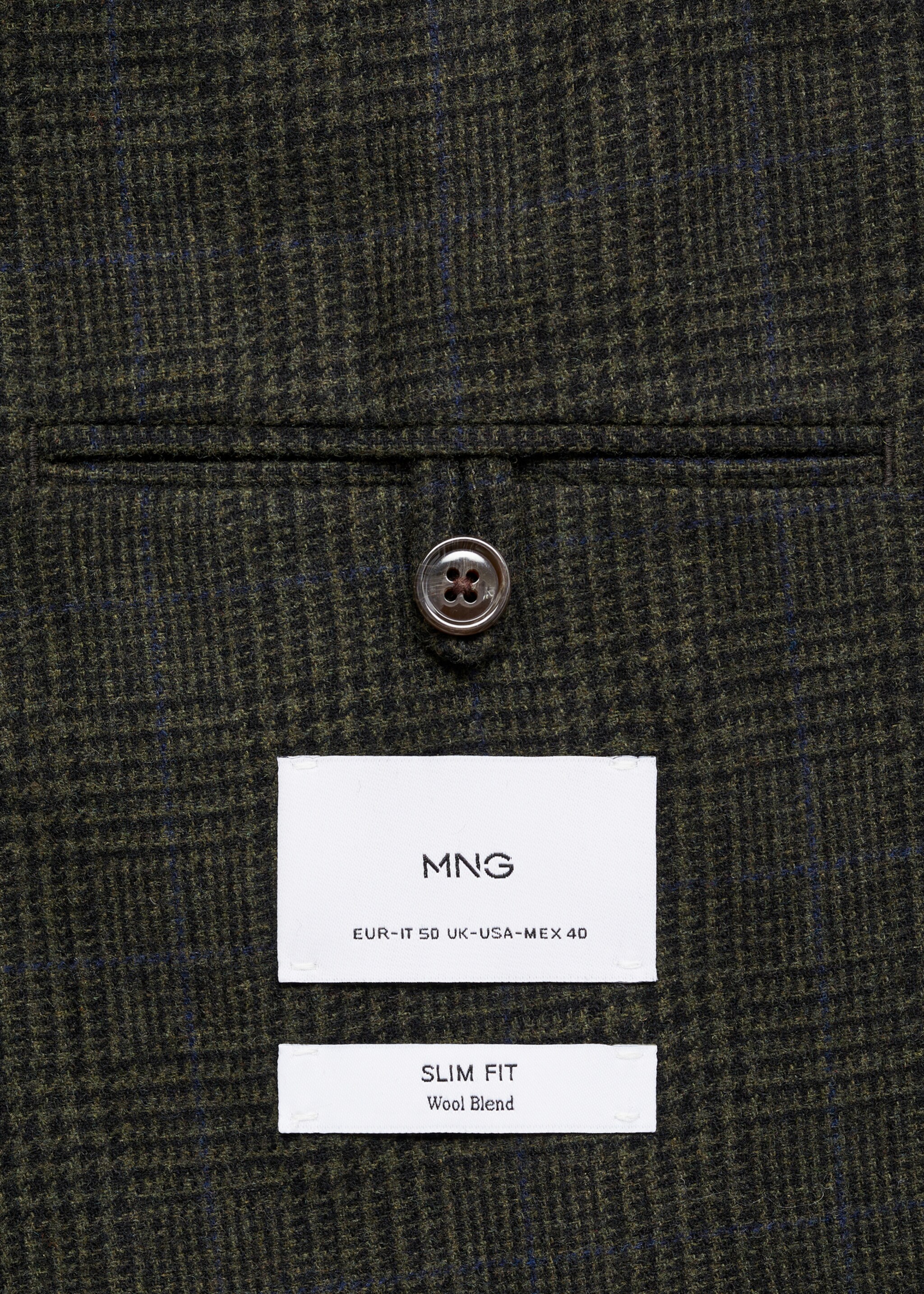 Wool-blend slim-fit suit jacket - Details of the article 0, Khaki. Ref: 77067917-00.