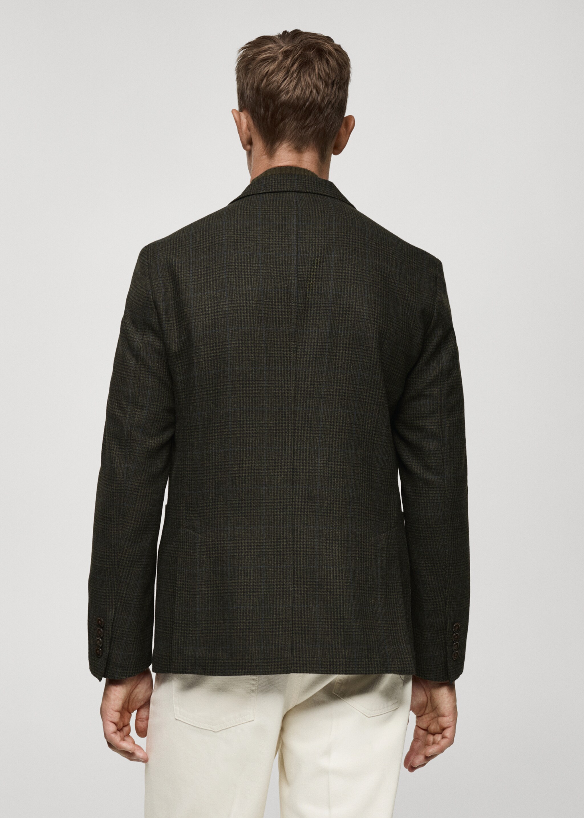 Wool-blend slim-fit suit jacket - Reverse of the article, Khaki. Ref: 77067917-00.