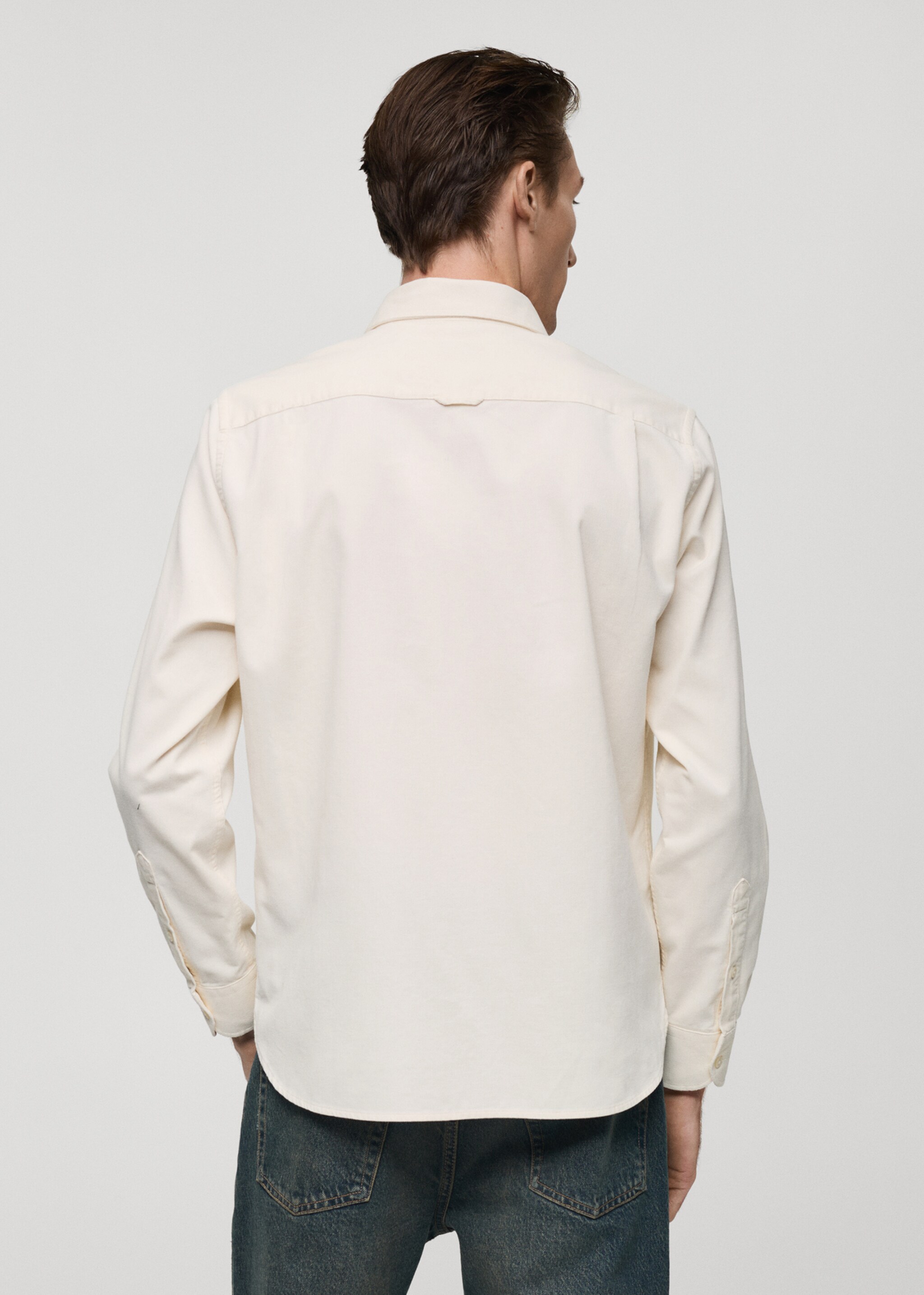 Classic-fit micro-corduroy shirt - Reverse of the article, White. Ref: 77067924-00.