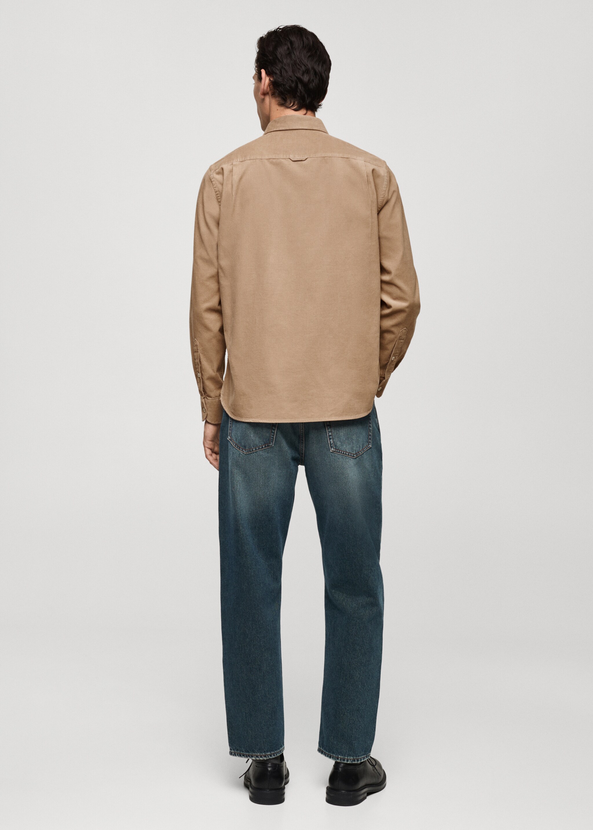 Classic-fit micro-corduroy shirt - Reverse of the article, Beige. Ref: 77067924-00.