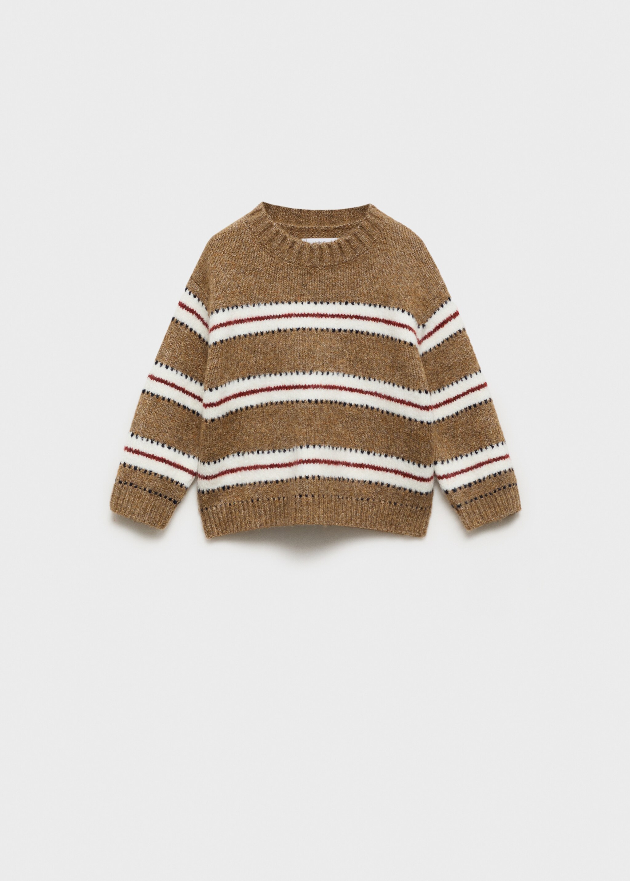 Knit striped sweater - Article without model, Medium Brown. Ref: 77067927-00.
