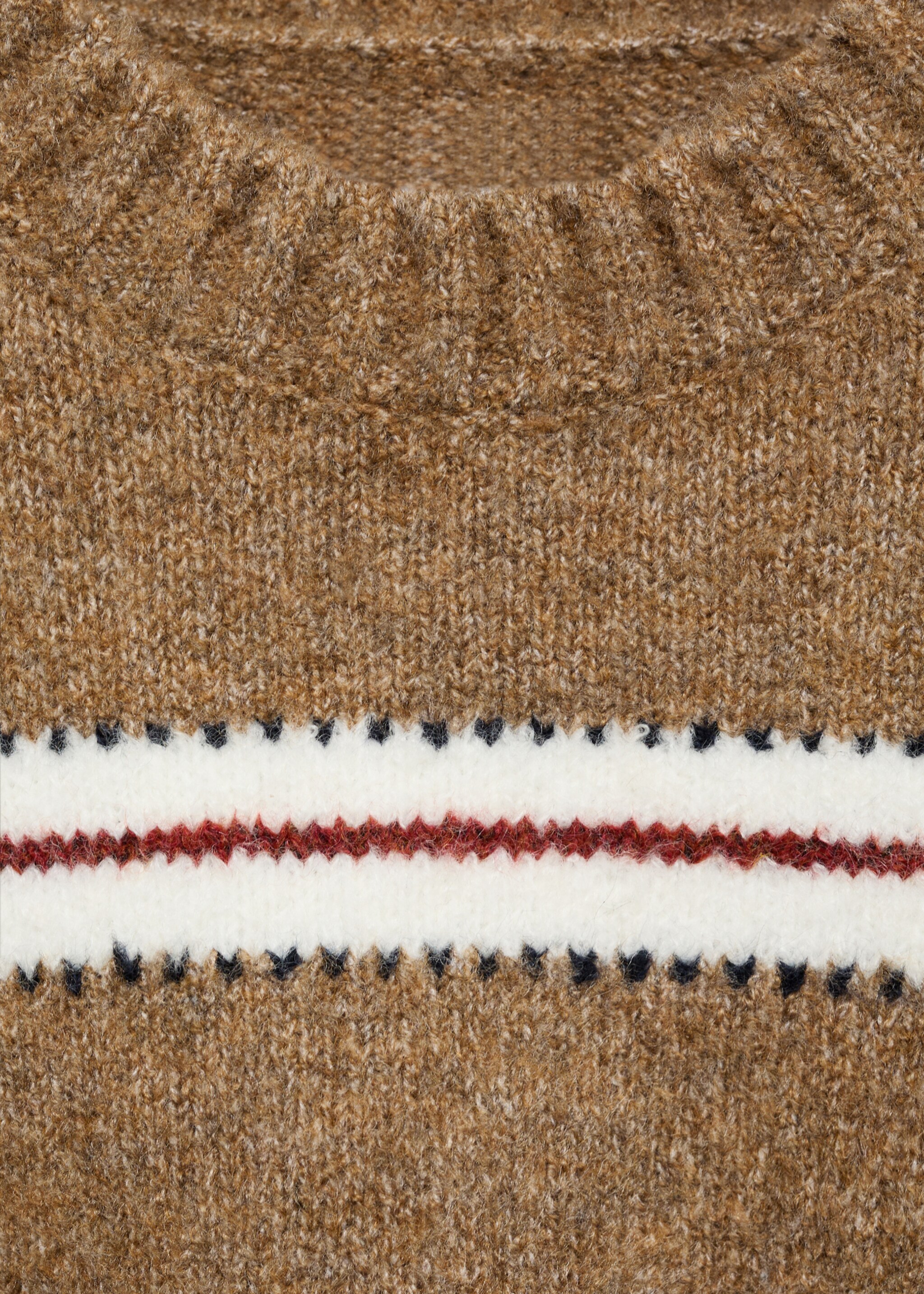 Knit striped sweater - Details of the article 8, Medium Brown. Ref: 77067927-00.
