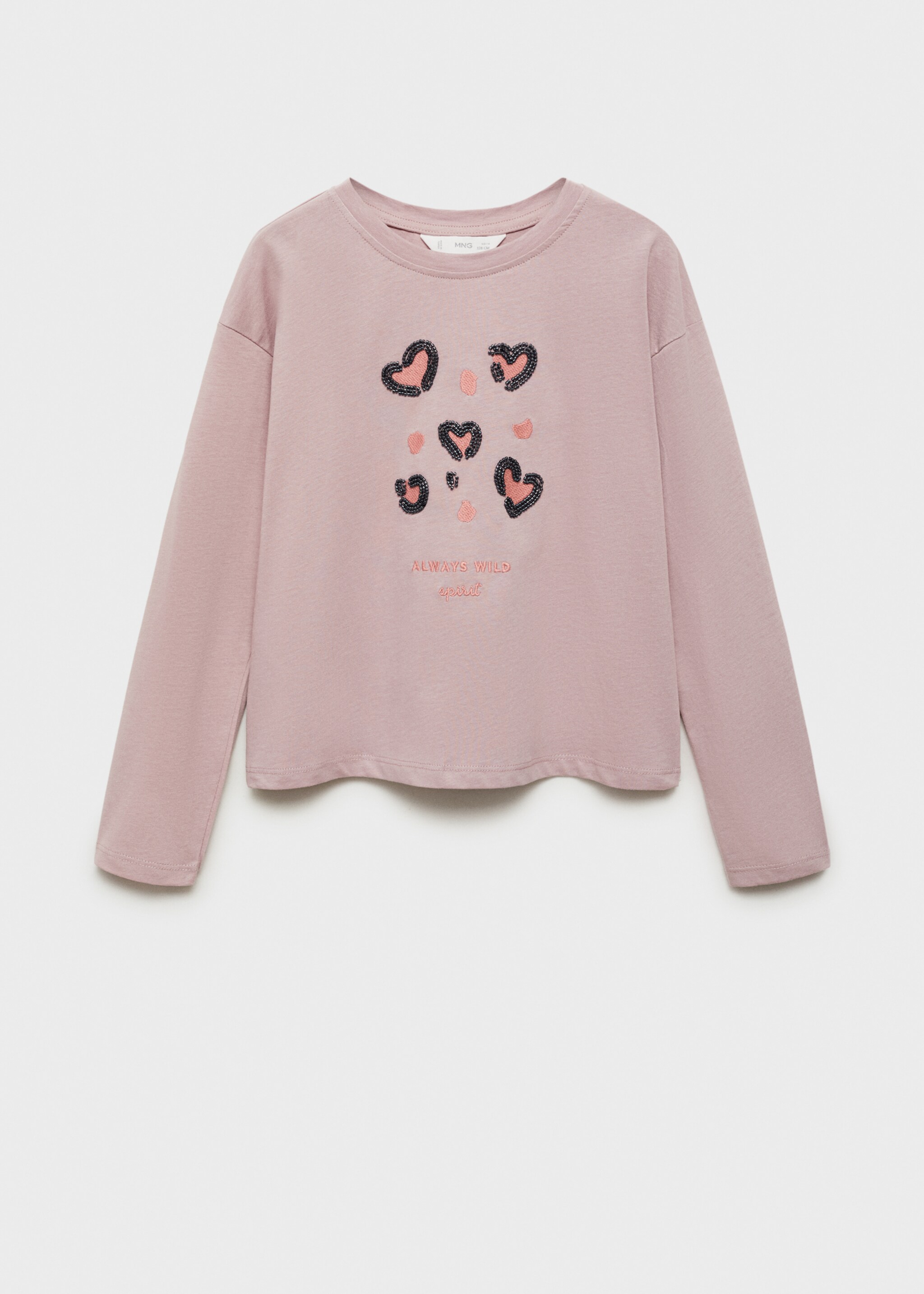 Beaded embroidery T-shirt - Article without model, Pink. Ref: 77067934-00.