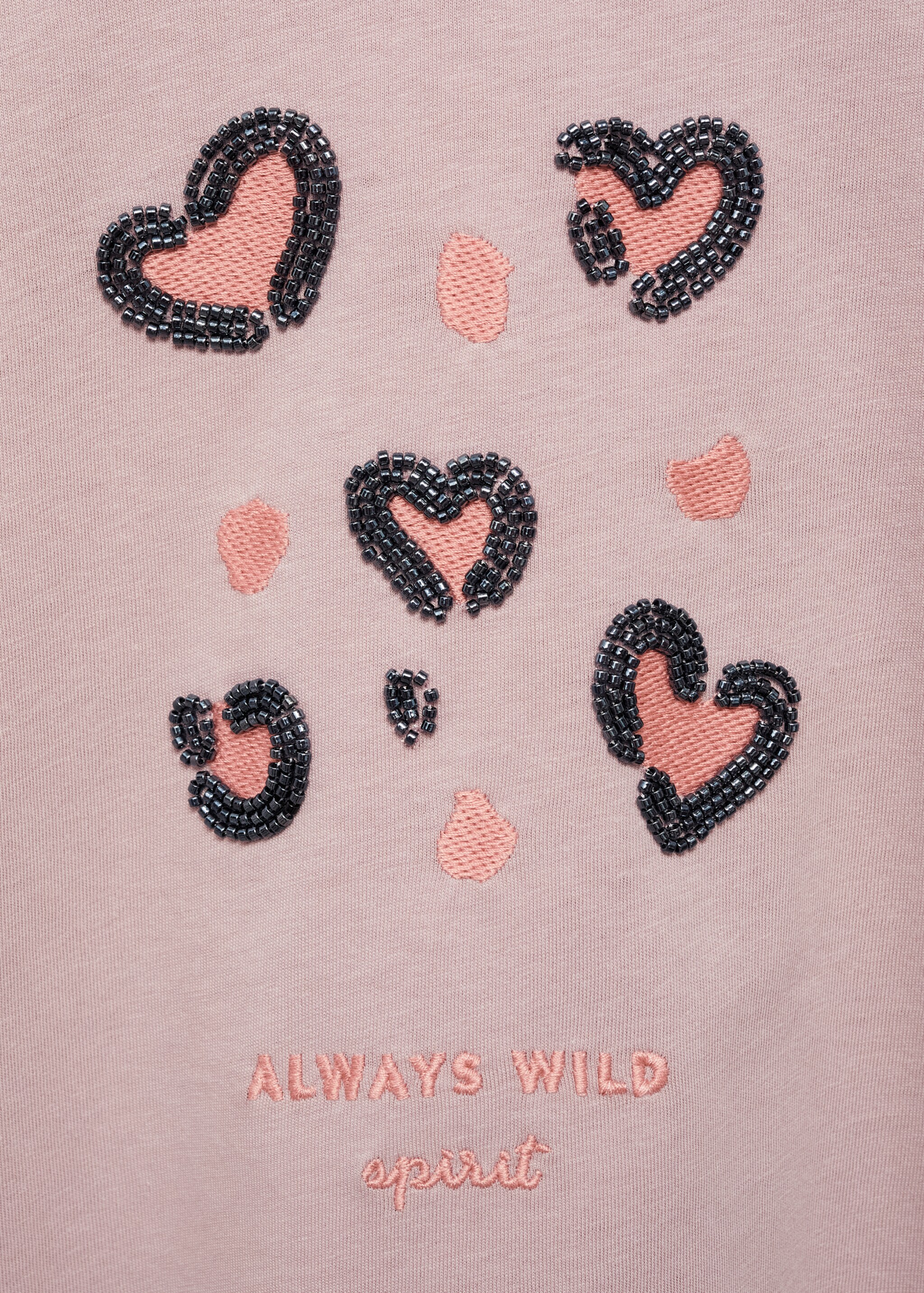 Beaded embroidery T-shirt - Details of the article 8, Pink. Ref: 77067934-00.