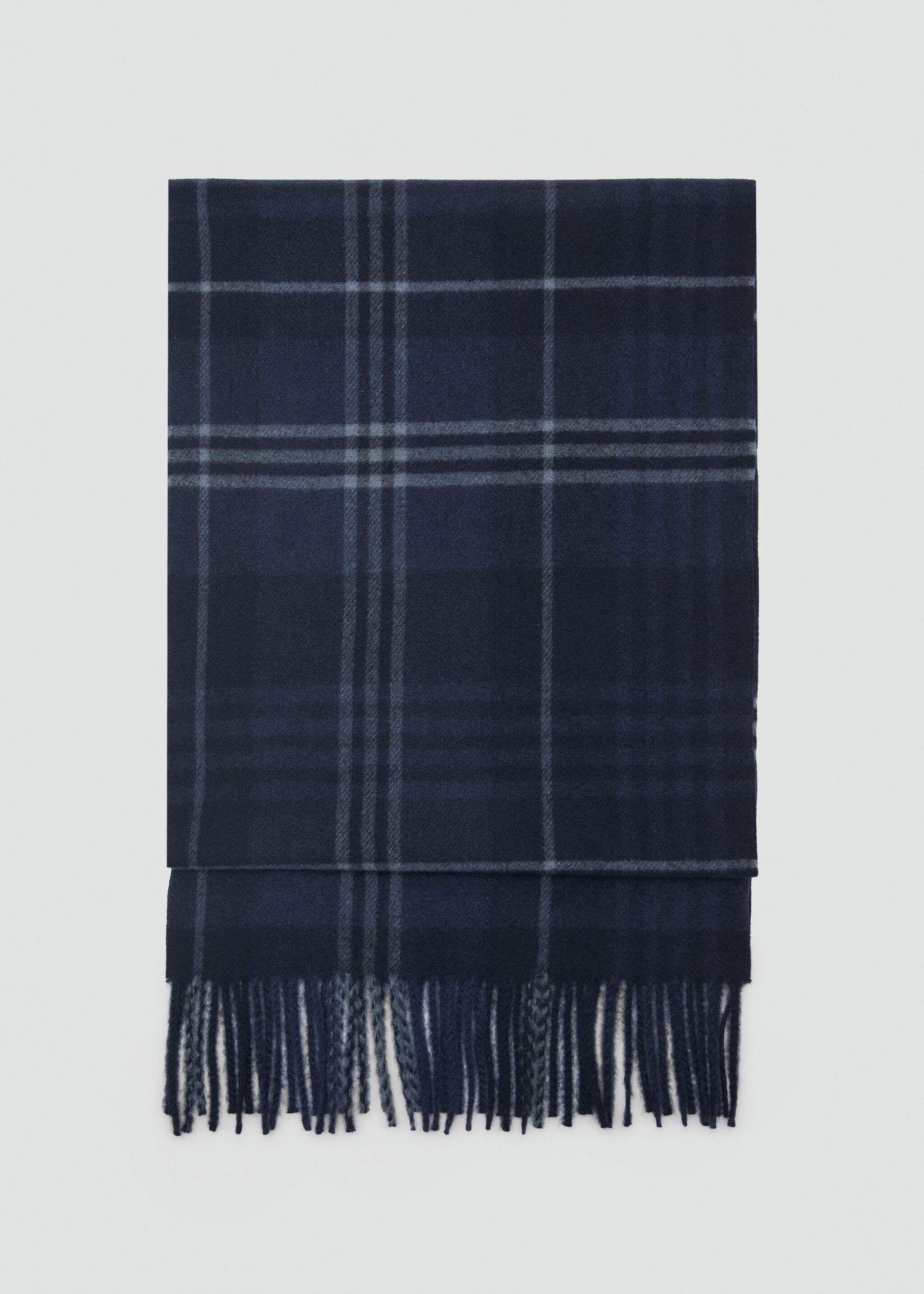 Bufanda cuadro escocés flecos - Artículo sin modelo, Azul marino oscuro. Ref: 77068263-00.