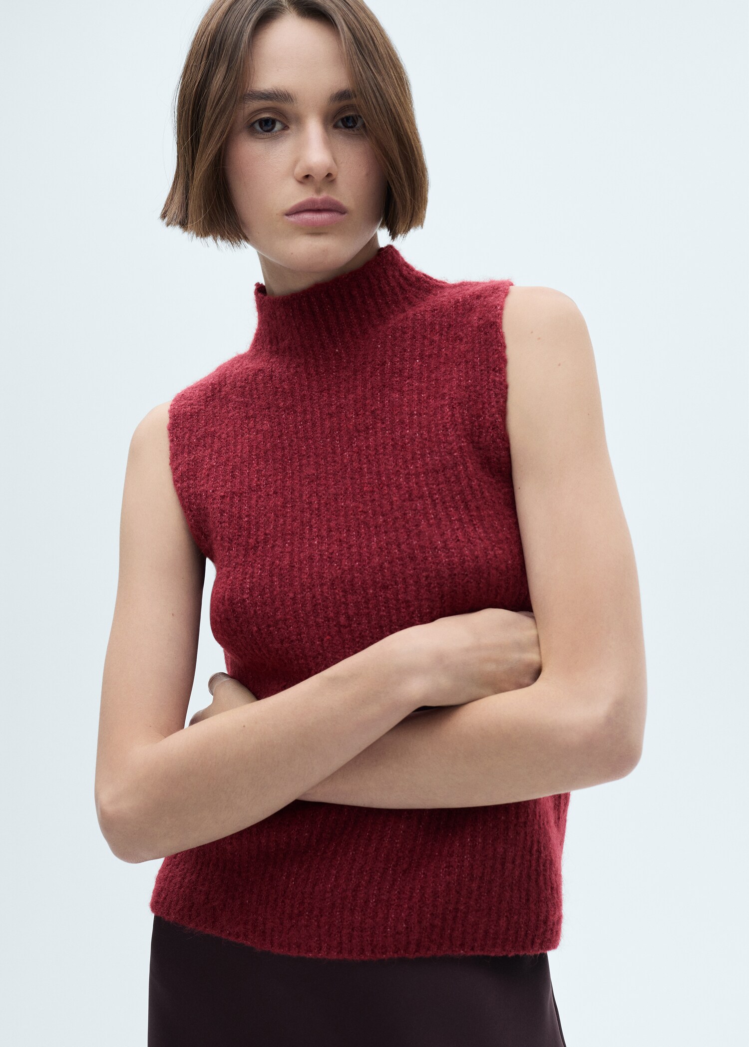 Perkins-neck knitted waistcoat - Medium plane