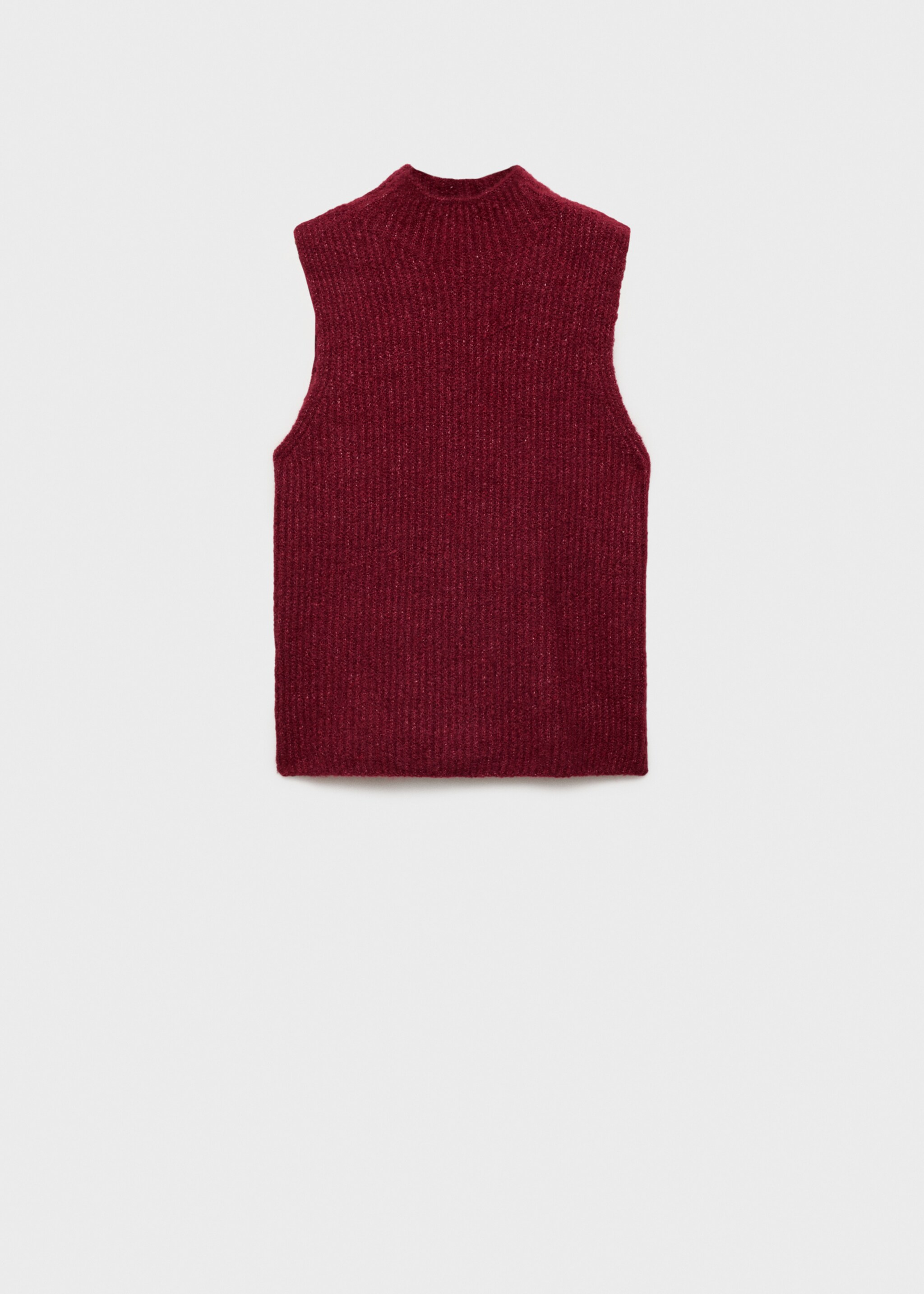 Perkins-neck knitted waistcoat - Article without model, Wine. Ref: 77068277-00.