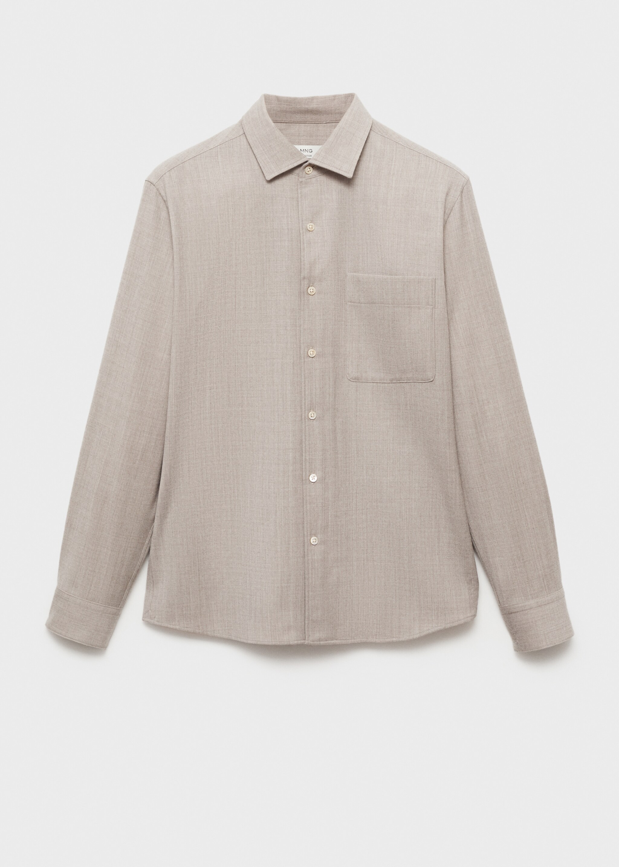 100% wool shirt with pocket - Article without model, Beige. Ref: 77068633-00.