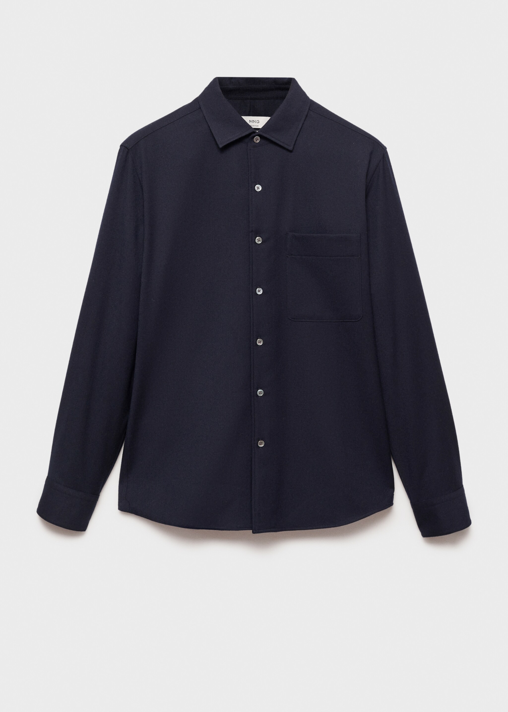 100% wool shirt with pocket - Article without model, Dark Navy. Ref: 77068633-00.