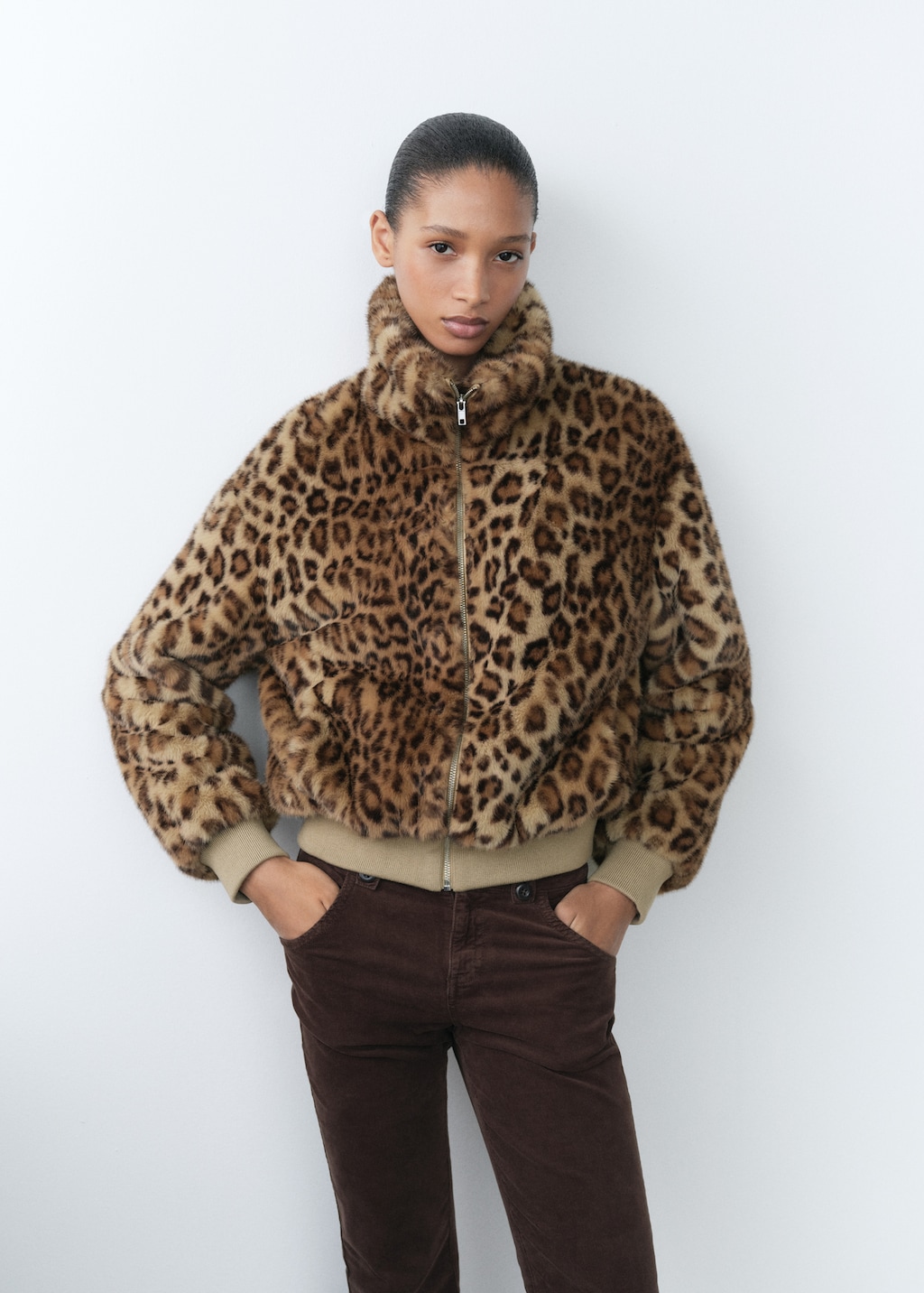 Faux-fur leopard-print jacket - Women | MANGO OUTLET USA