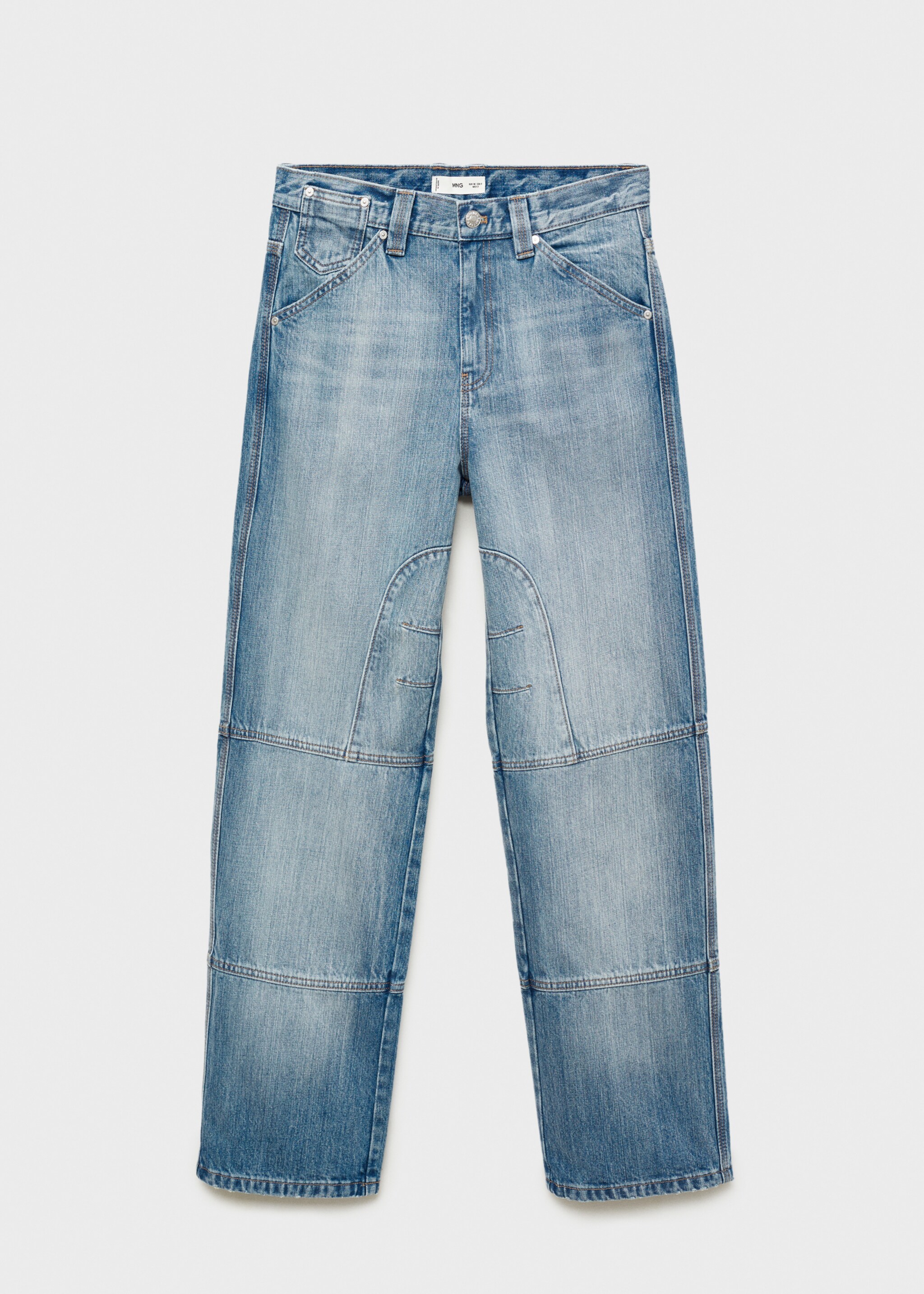 Wideleg jeans met sierstiksels - Artikel zonder model, Blauw. Ref: 77068635-00.