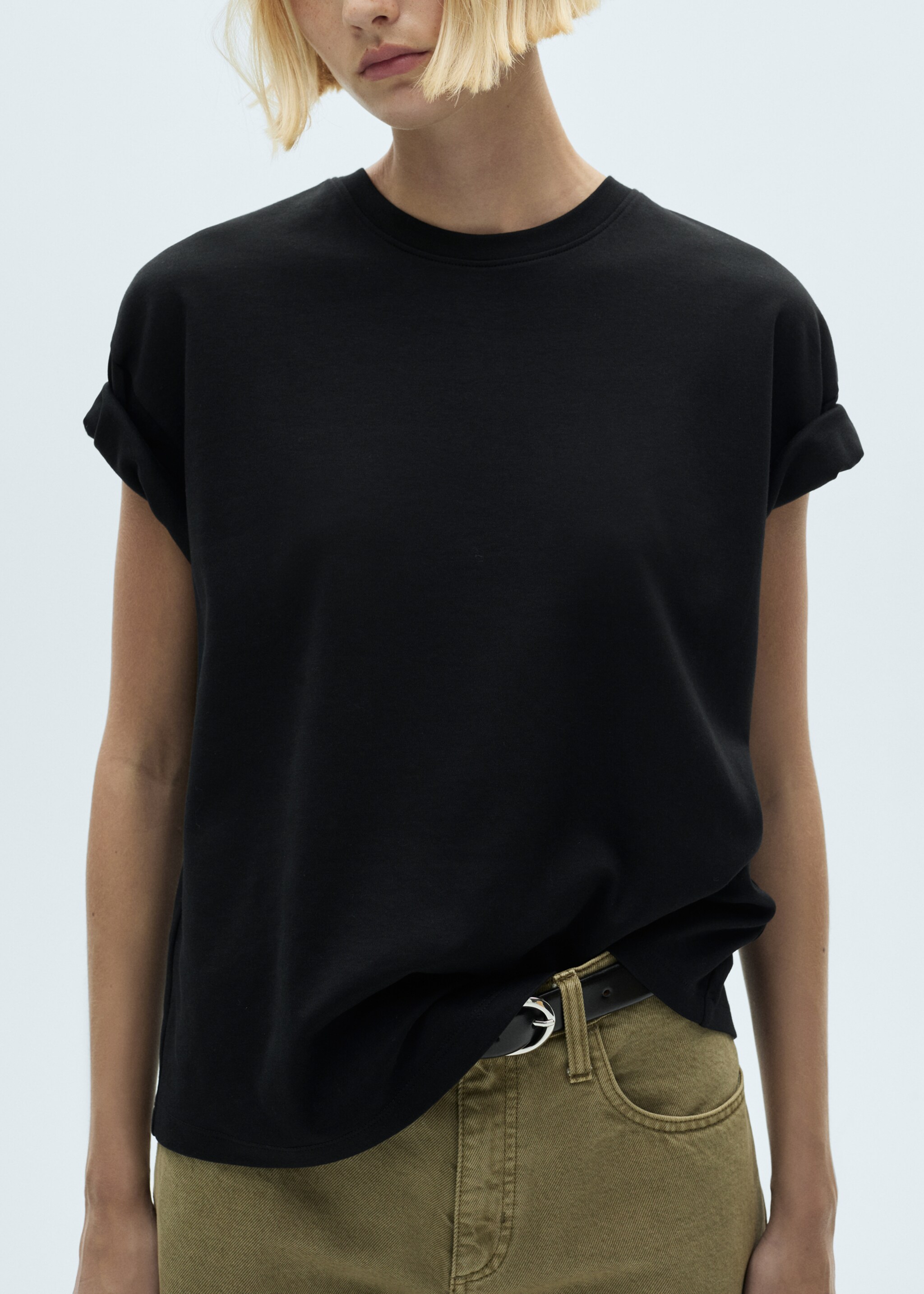 Camiseta 100% algodón oversize - Plano medio, Negro. Ref: 77068637-00.