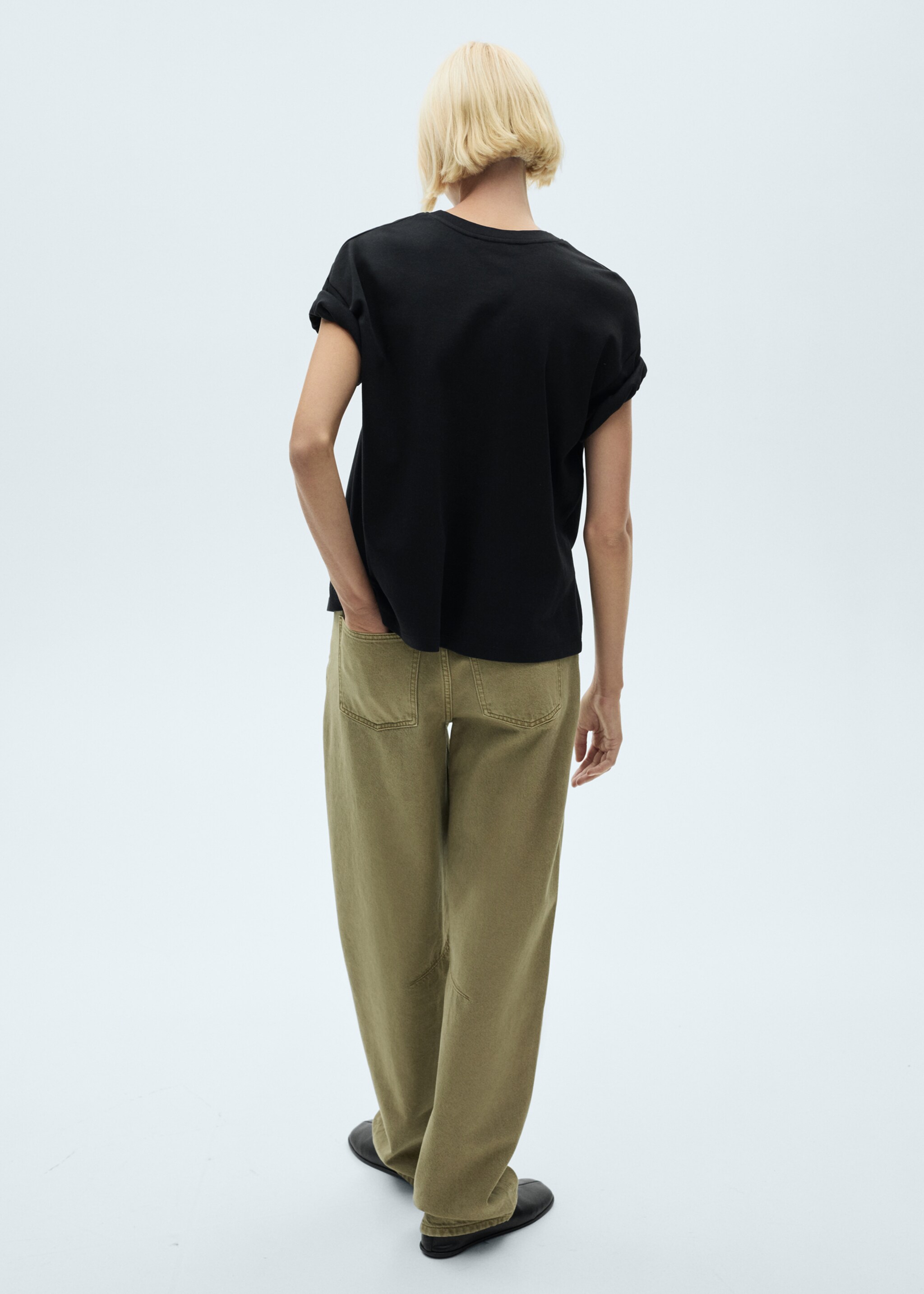 Camiseta 100% algodón oversize - Reverso del artículo, Negro. Ref: 77068637-00.