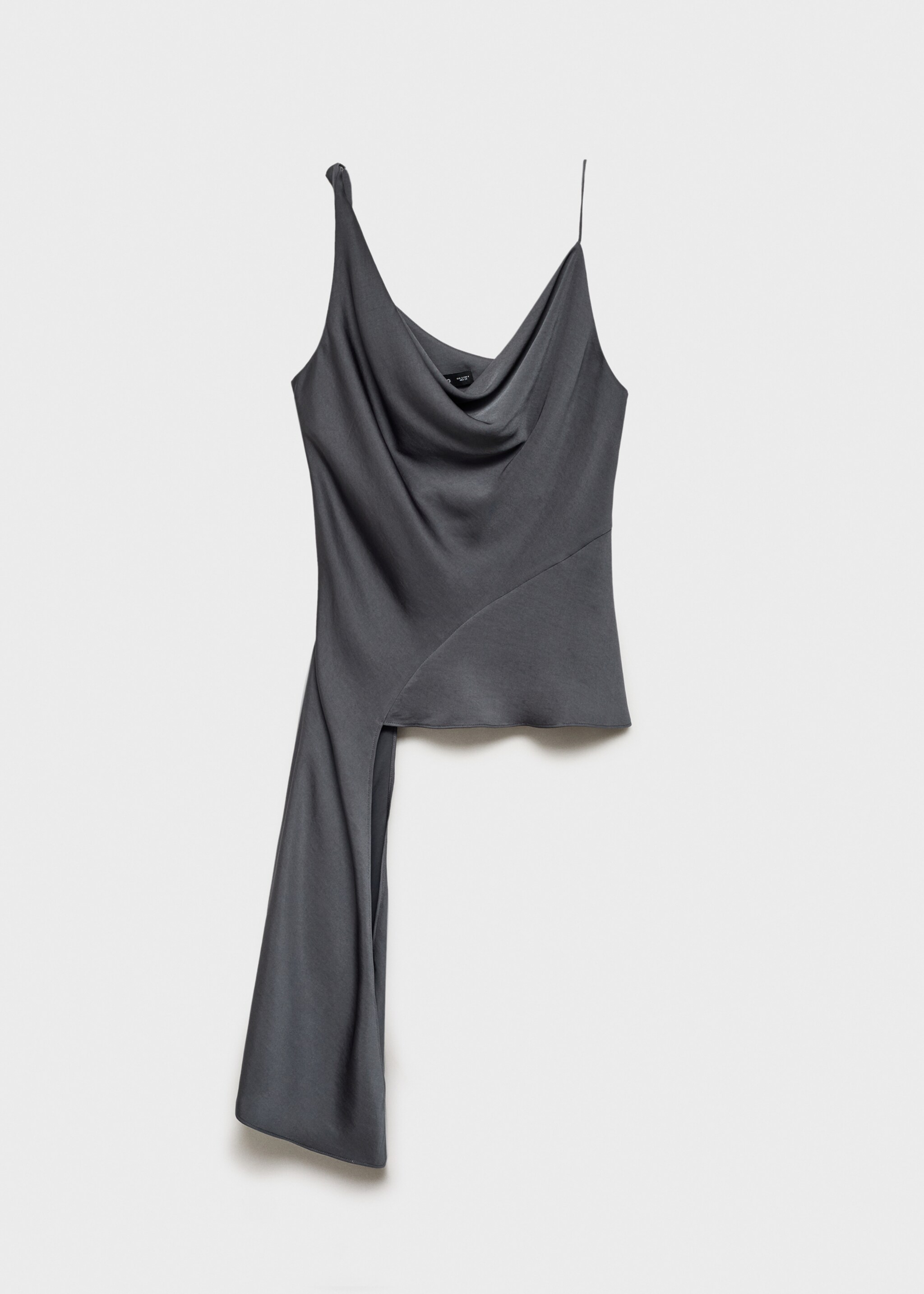 Asymmetrical top with draped neckline - Article without model, Grey. Ref: 77069056-00.