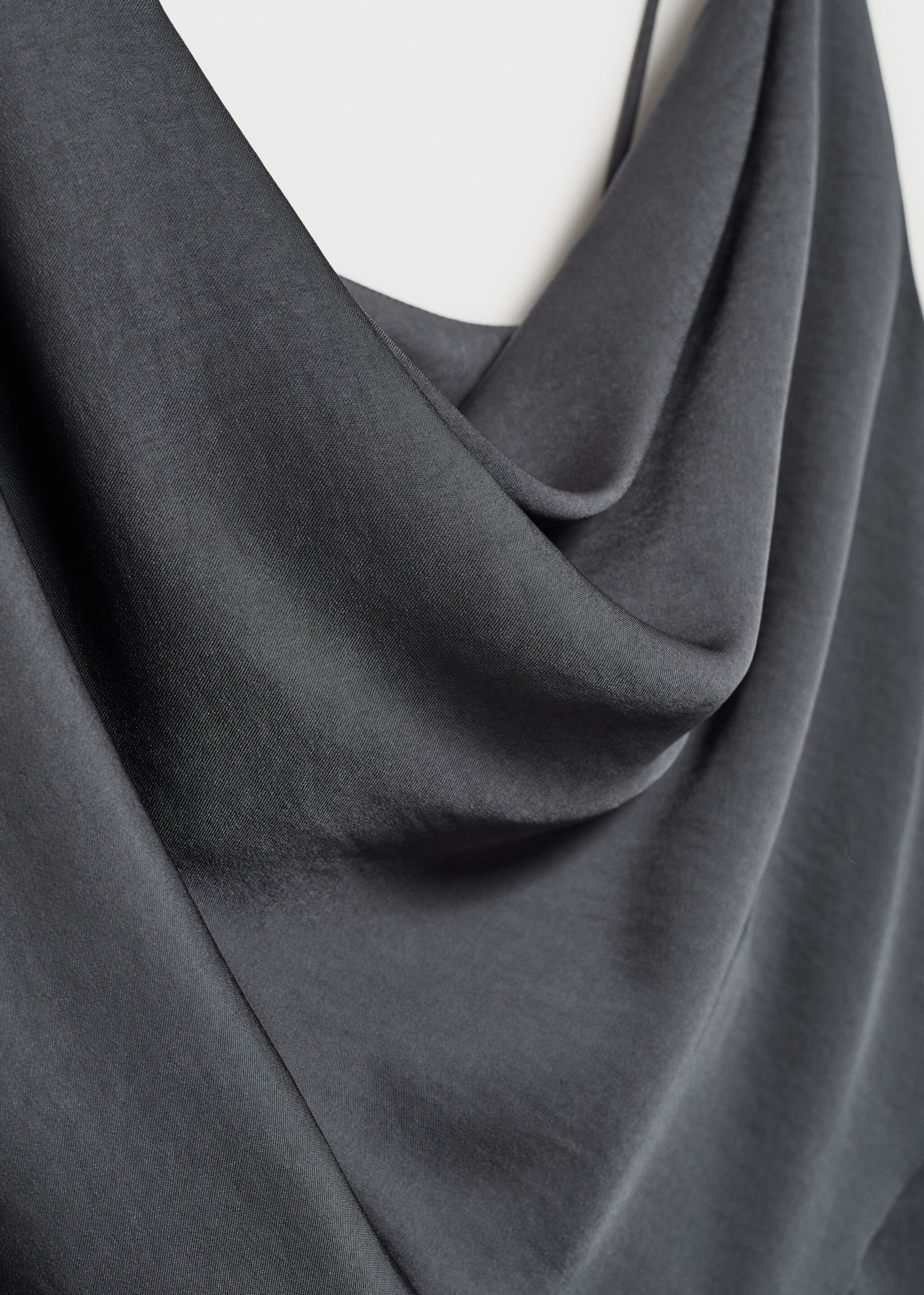 Asymmetrical top with draped neckline - Details of the article 8, Grey. Ref: 77069056-00.