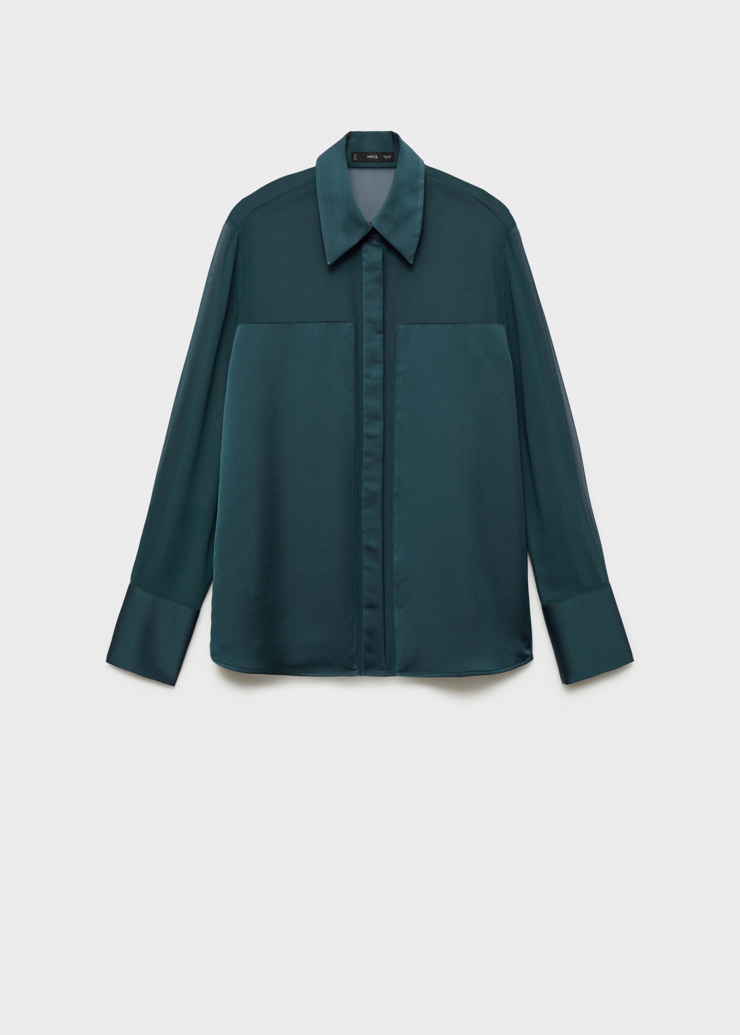 Camisa de chiffon com painéis acetinados - Artigo sem modelo