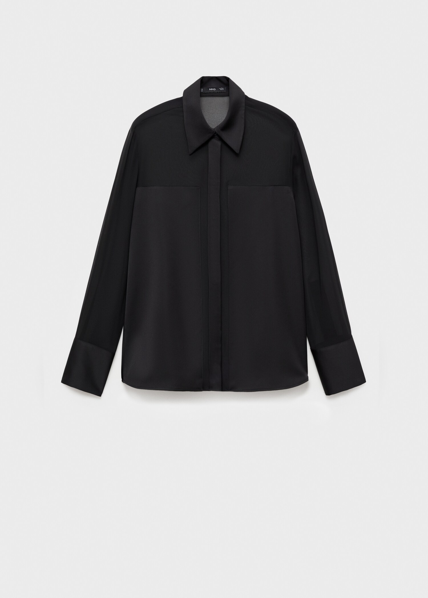 Camisa de chiffon com painéis acetinados - Artigo sem modelo