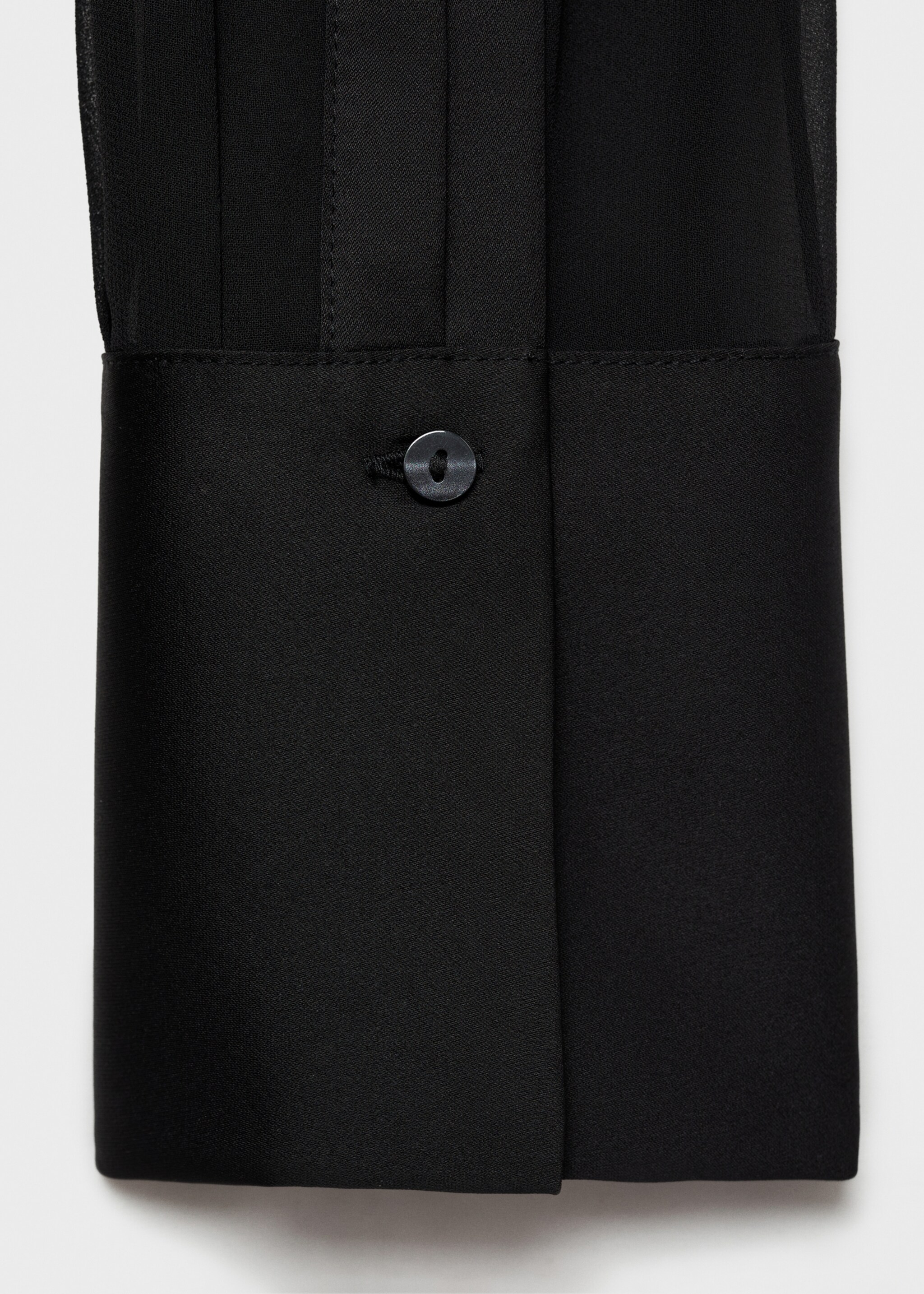 Chiffon shirt with satin panels - Details of the article 0, Black. Ref: 77069057-00.
