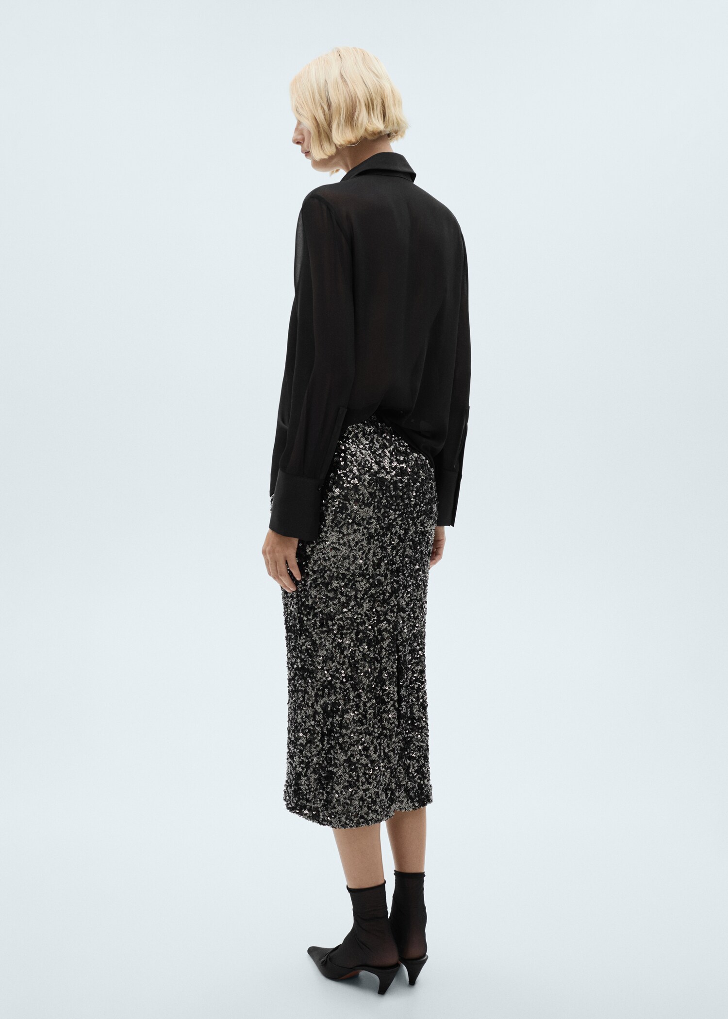 Camisa de chiffon com painéis acetinados - Verso do artigo