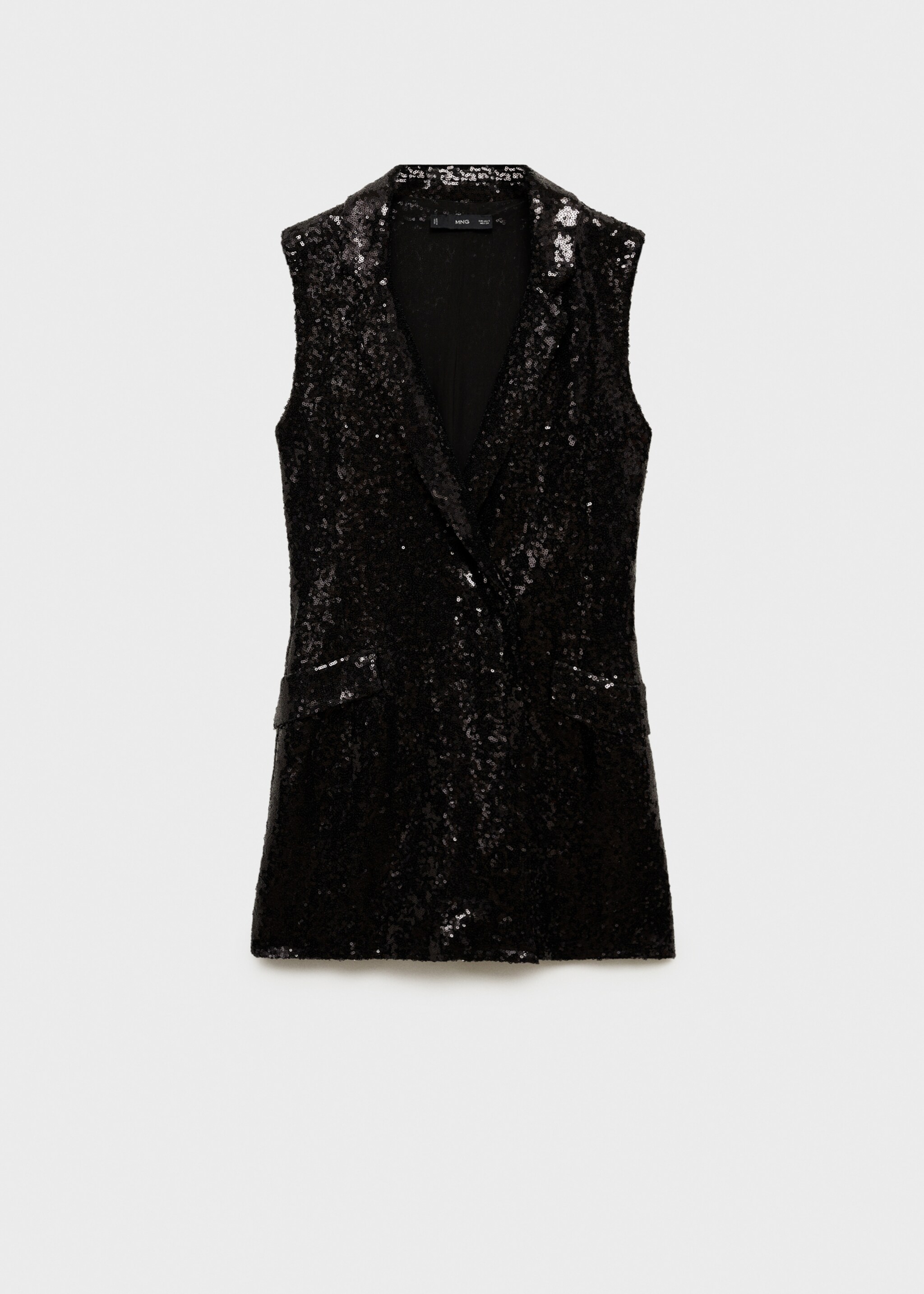 Sequin jumpsuit with lapels - Article without model, Black. Ref: 77069058-00.