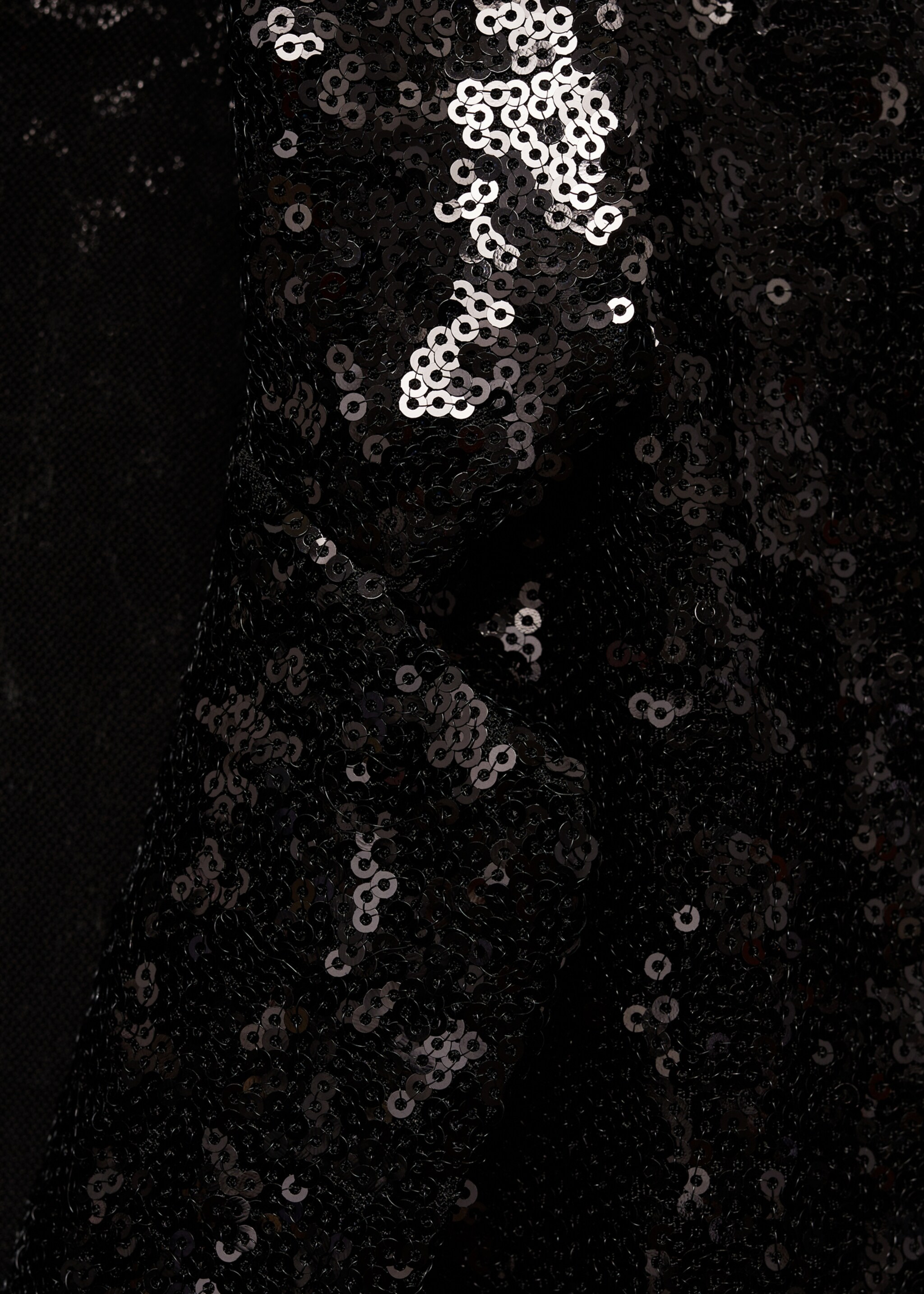 Sequin jumpsuit with lapels - Details of the article 0, Black. Ref: 77069058-00.