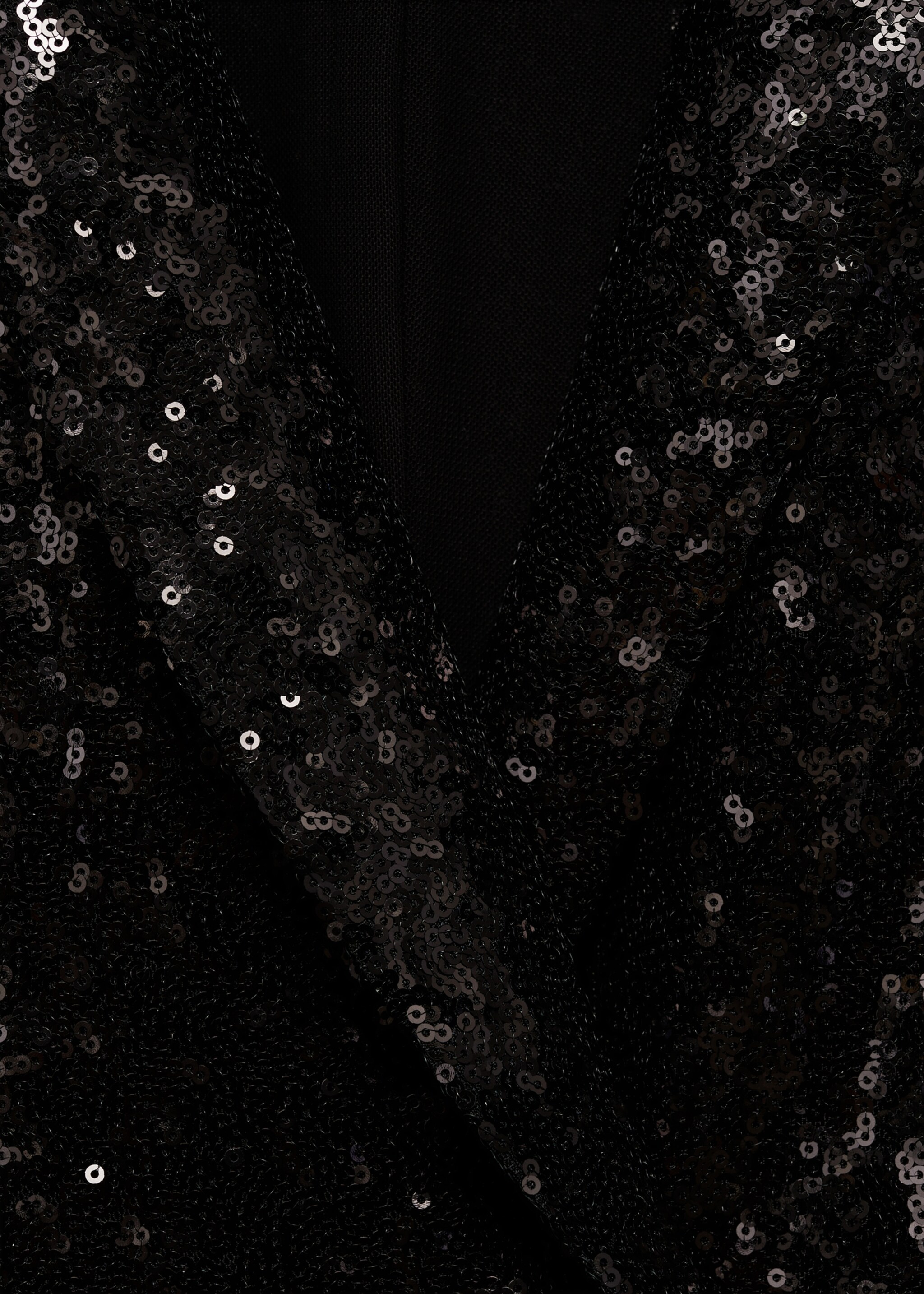 Sequin jumpsuit with lapels - Details of the article 8, Black. Ref: 77069058-00.