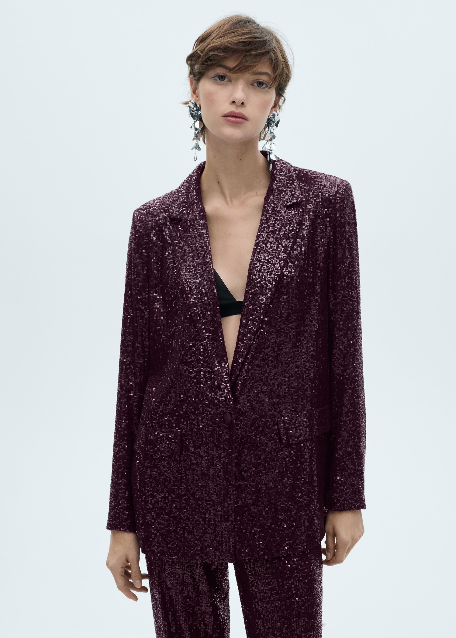 Sequin suit jacket Women MANGO OUTLET Denmark - Main Image