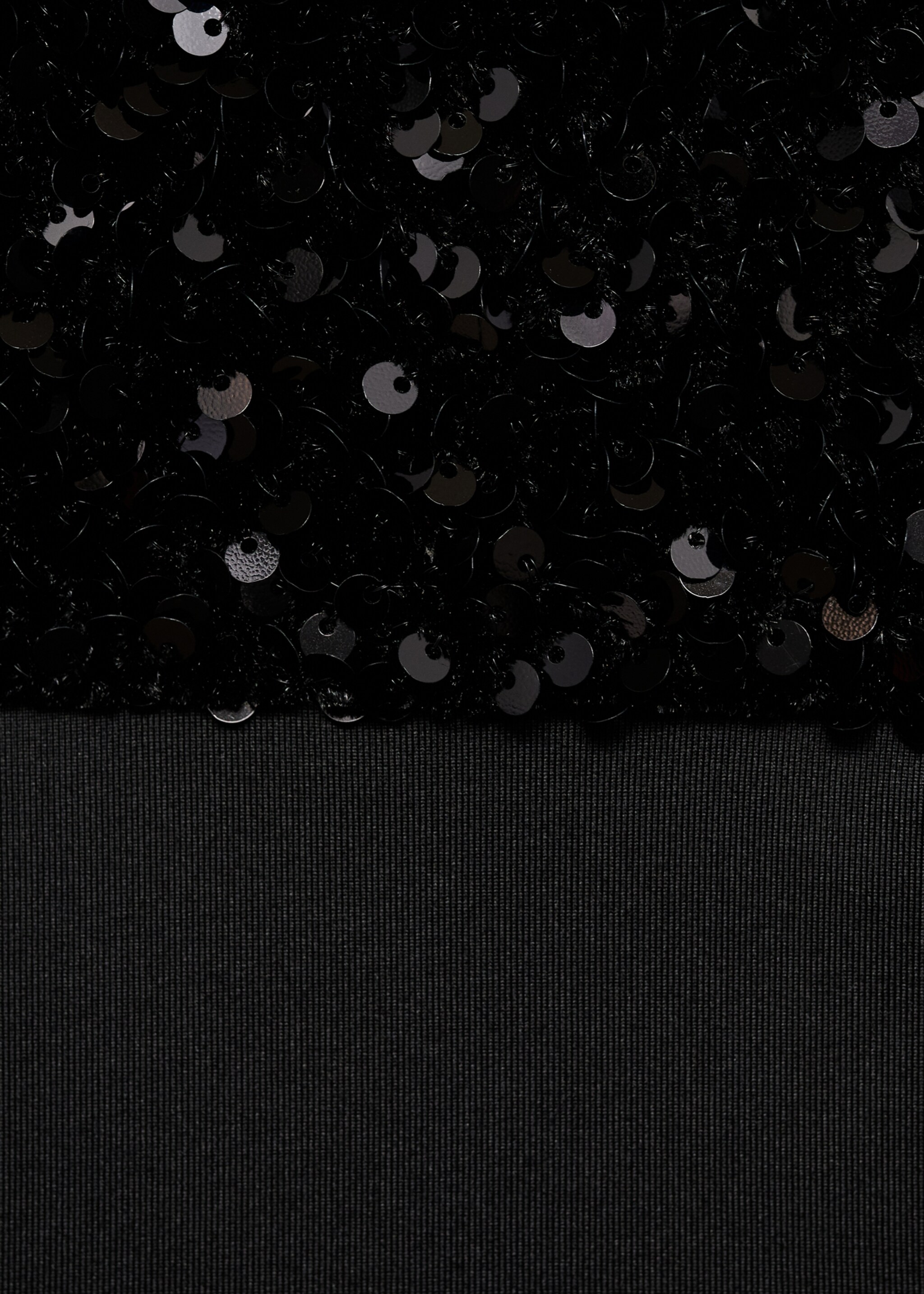 Sequin bodysuit with sweetheart neckline - Details of the article 0, Black. Ref: 77069064-00.