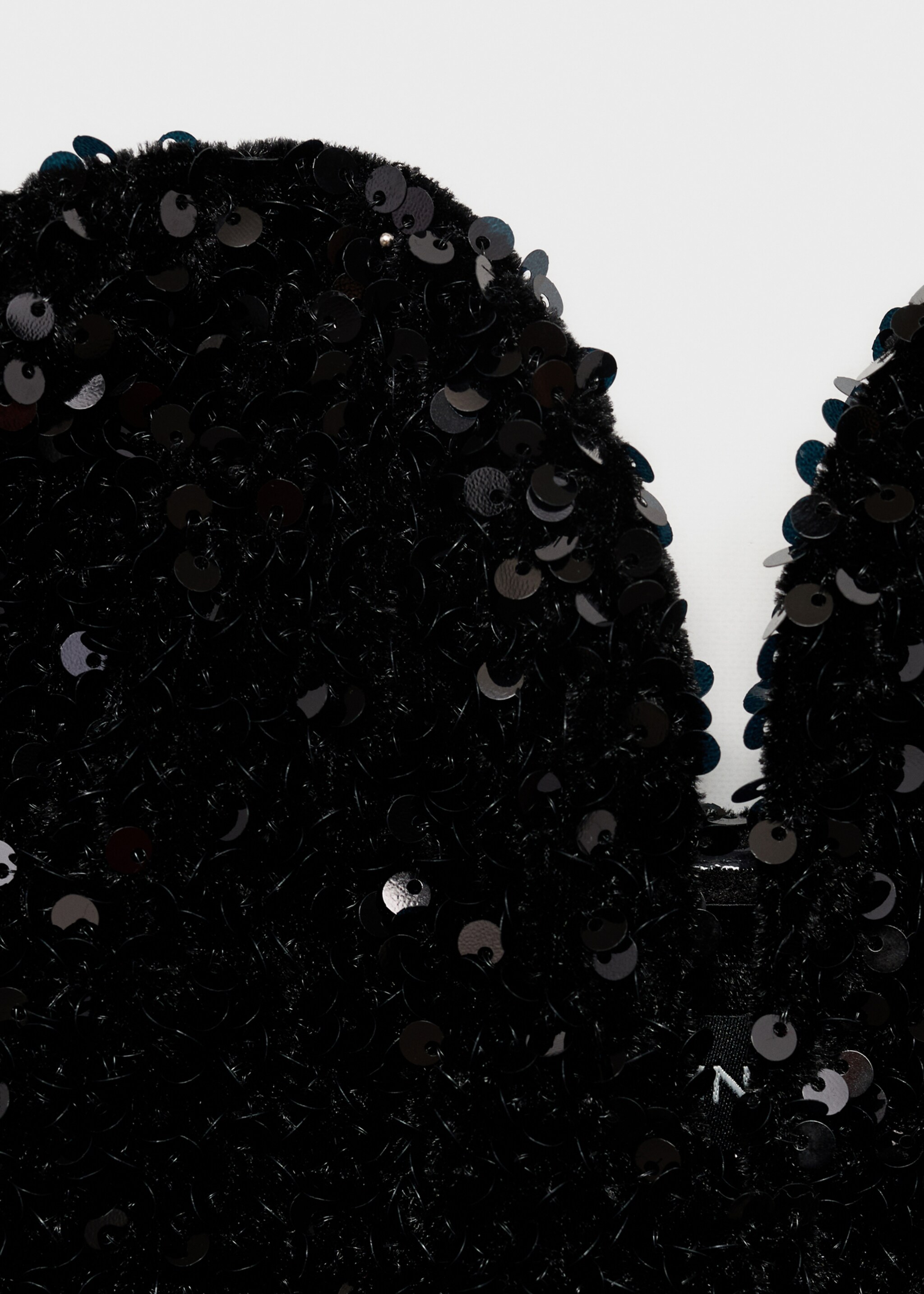 Sequin bodysuit with sweetheart neckline - Details of the article 8, Black. Ref: 77069064-00.