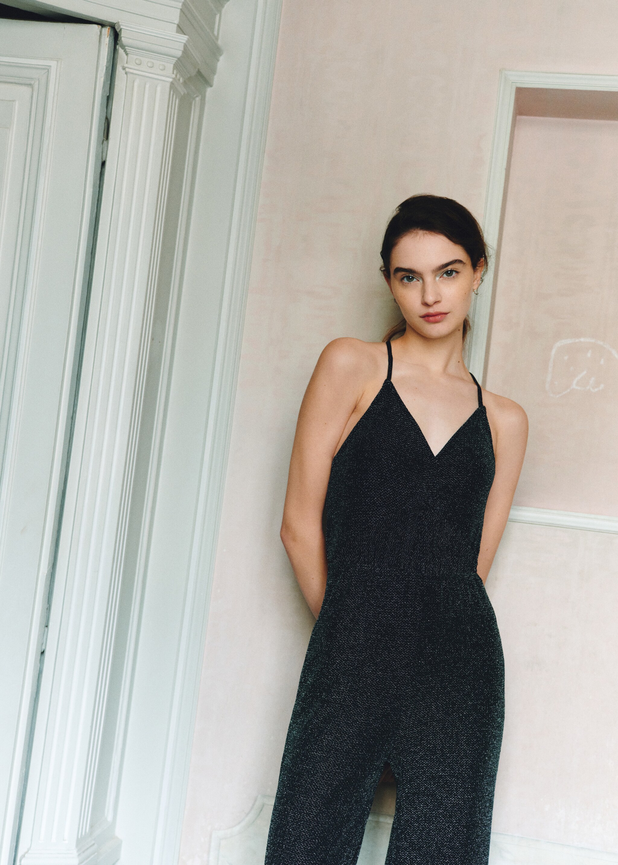 Langer Lurex-Overall - Detail des Artikels 5, Schwarz. Ref: 77069065-00.