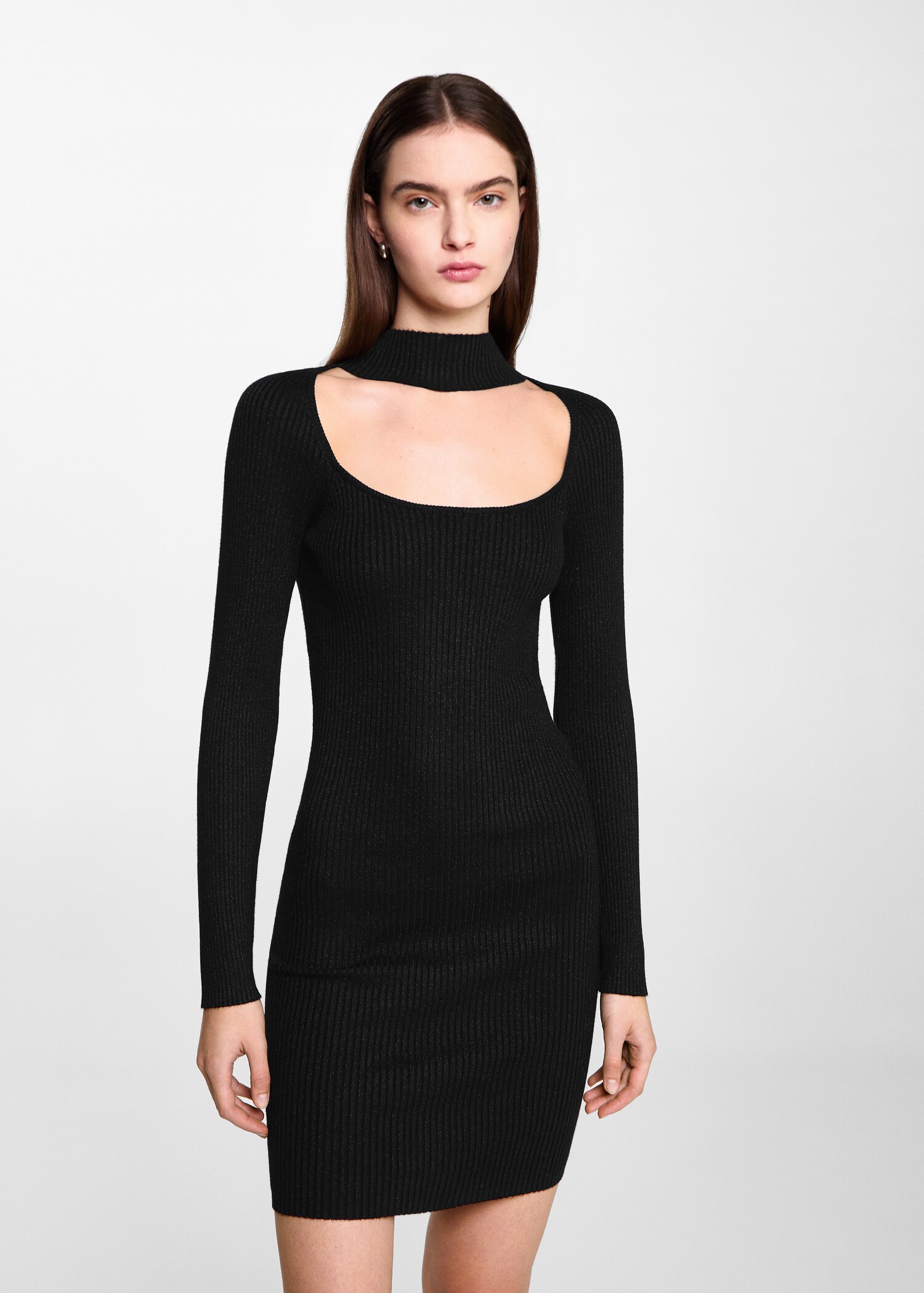 Geripptes Lurexkleid - Mittlere Ansicht