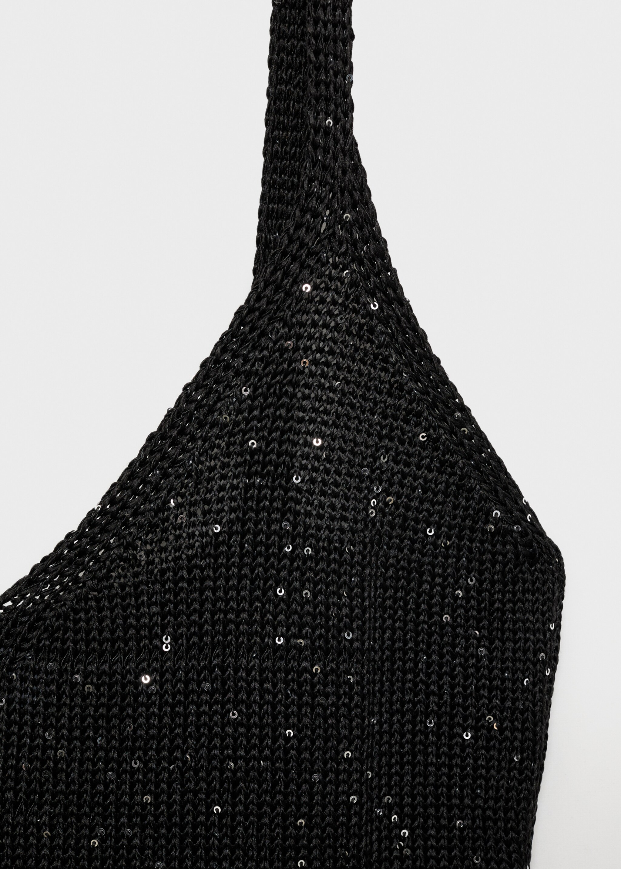 Knitted dress with sequin detail - Details of the article 8, Black. Ref: 77069070-00.