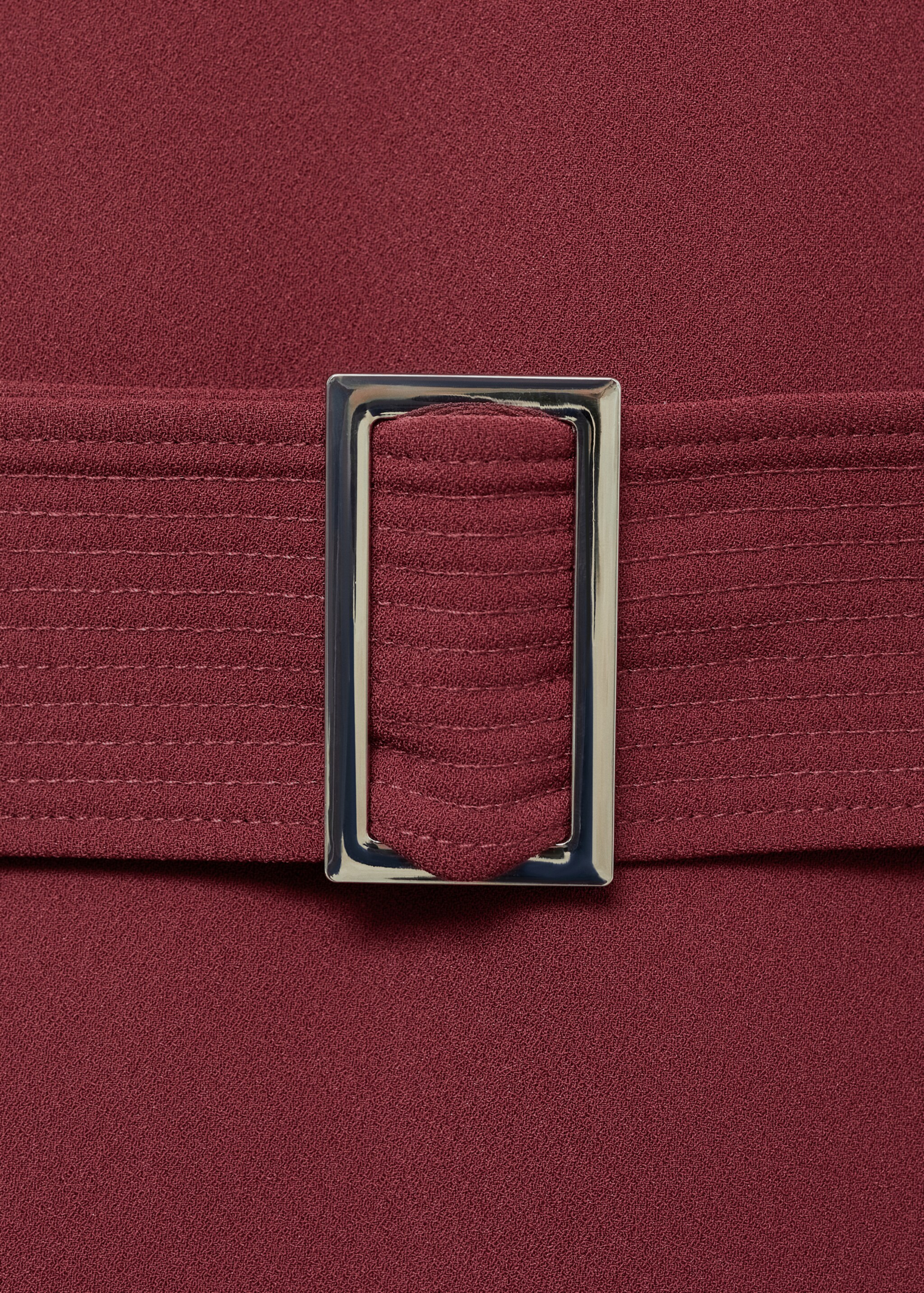 Short belted dress - Details of the article 0, Maroon. Ref: 77069072-00.