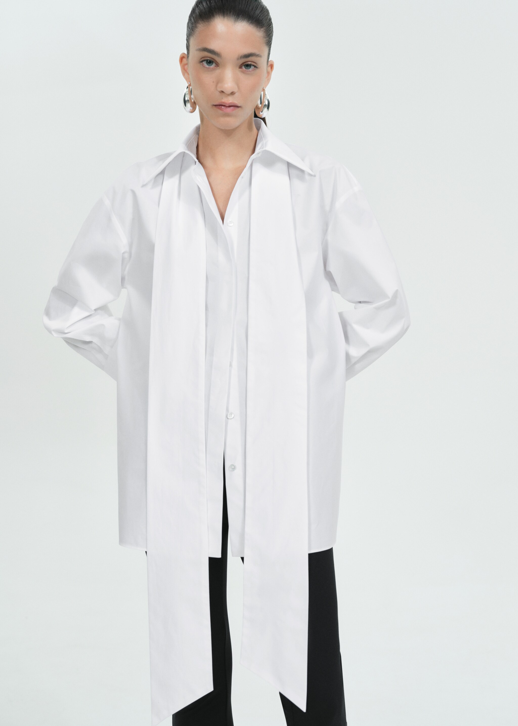 Oversized lace blouse - Medium plane, Off White. Ref: 77069075-00.