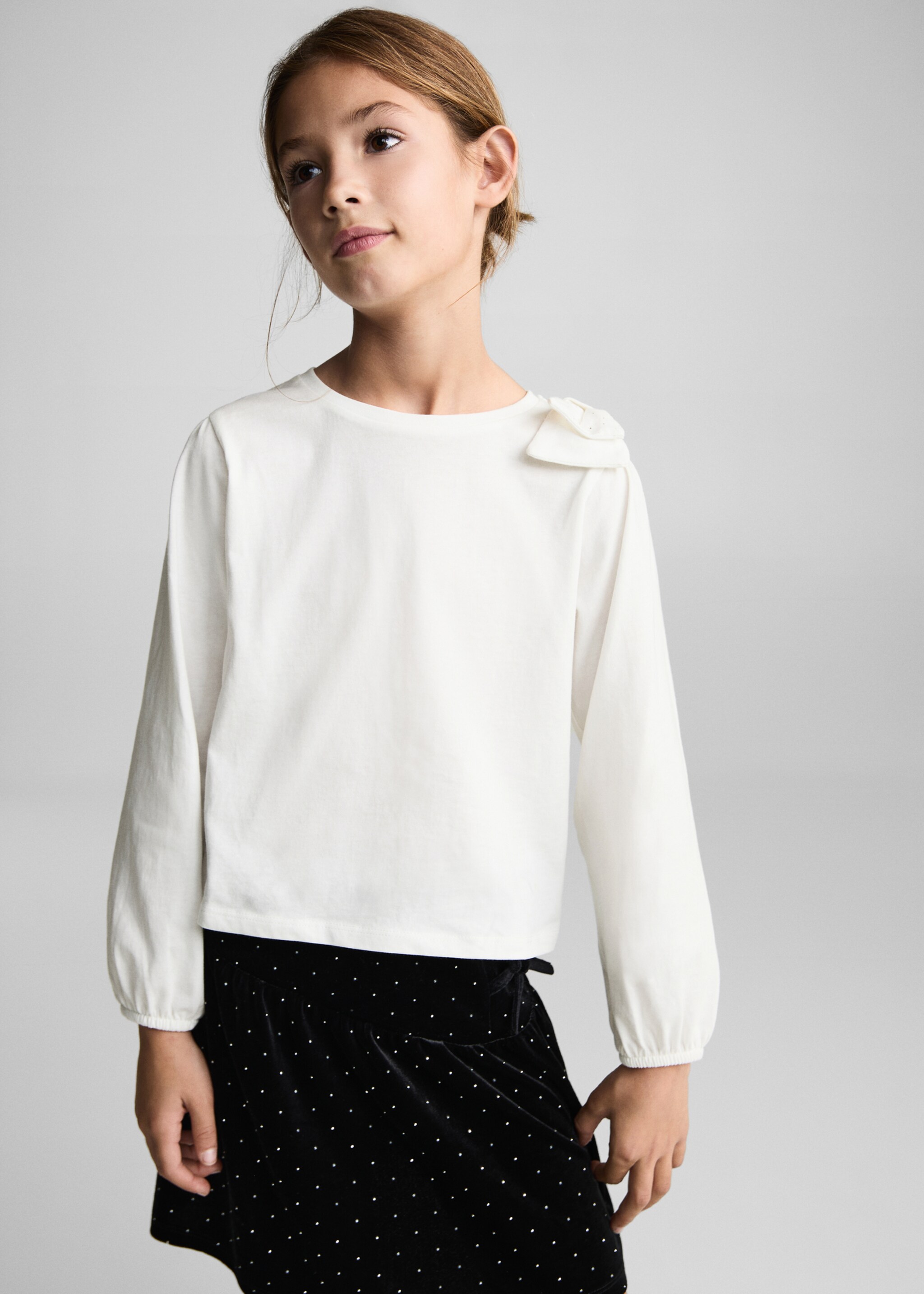 Bow cotton T-shirt - Medium plane, Off White. Ref: 77069231-00.