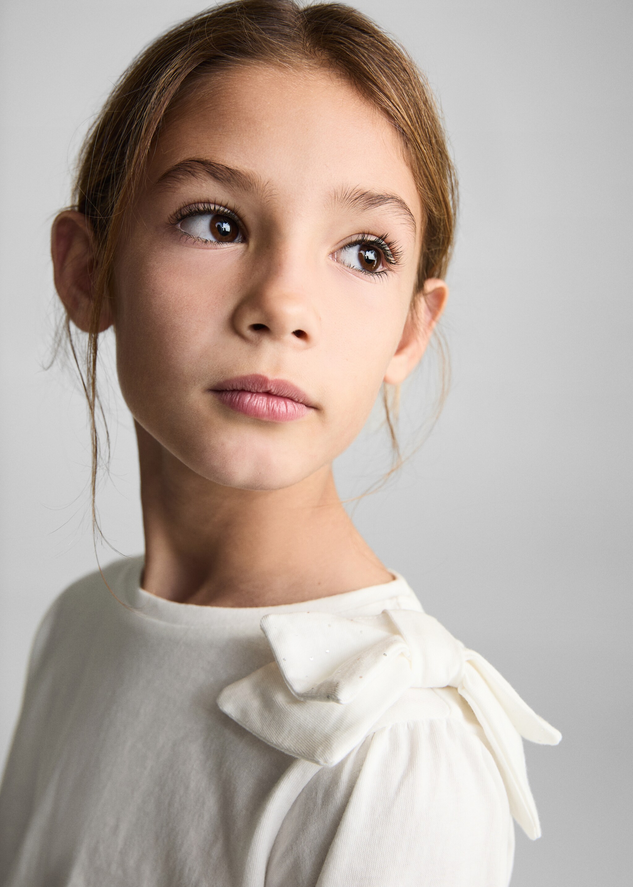 Bow cotton T-shirt - Details of the article 1, Off White. Ref: 77069231-00.