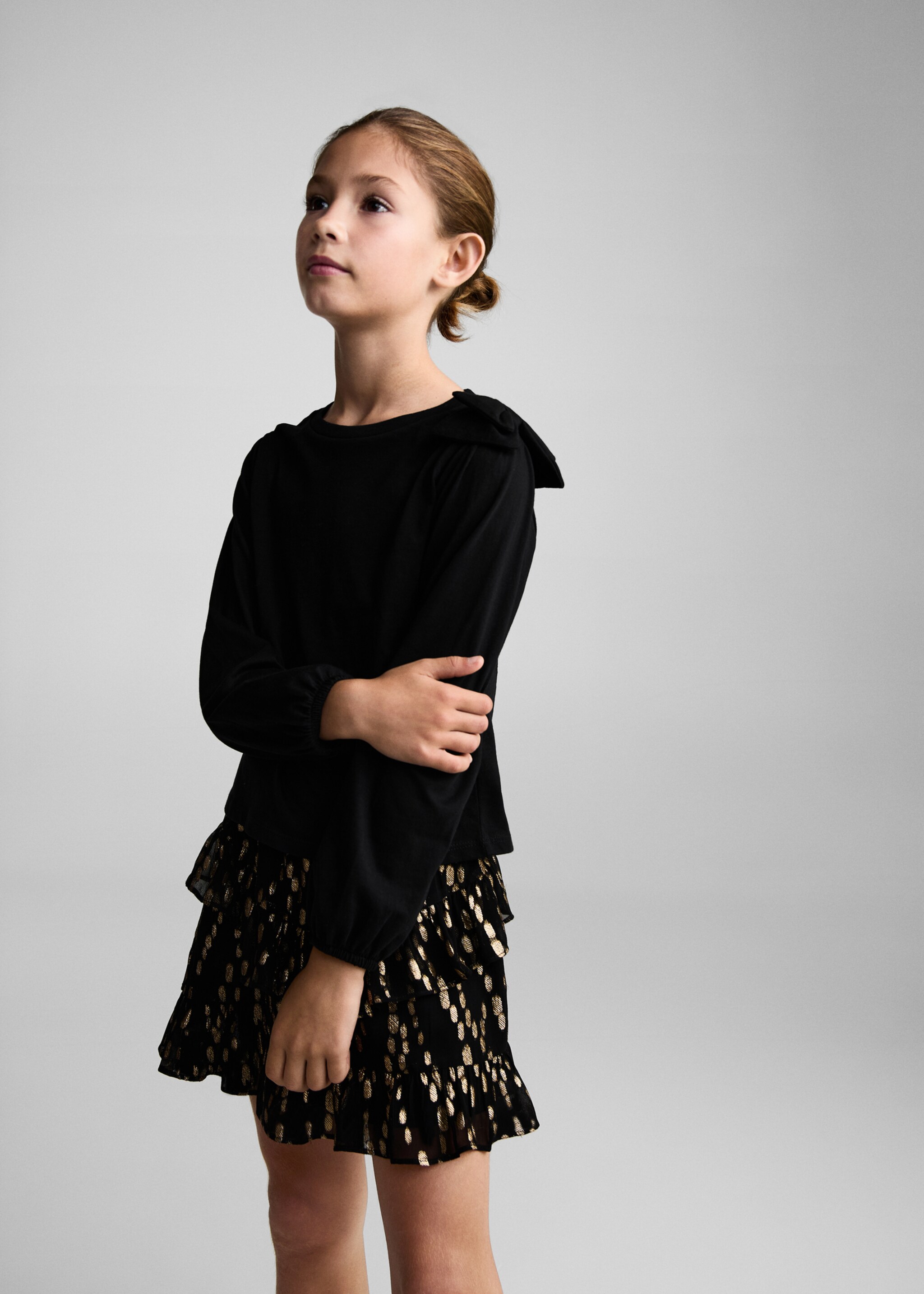 Bow cotton T-shirt - Medium plane, Black. Ref: 77069231-00.