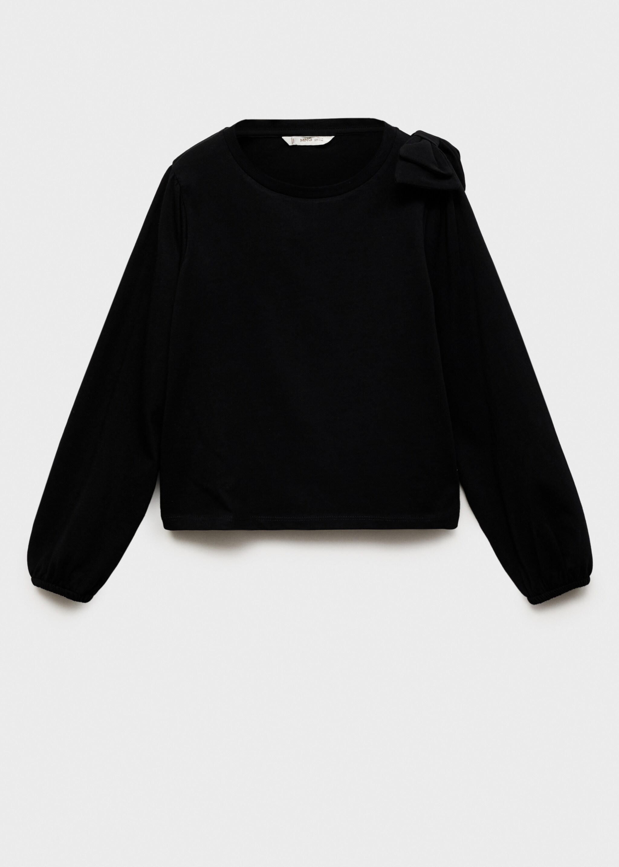 Bow cotton T-shirt - Article without model, Black. Ref: 77069231-00.